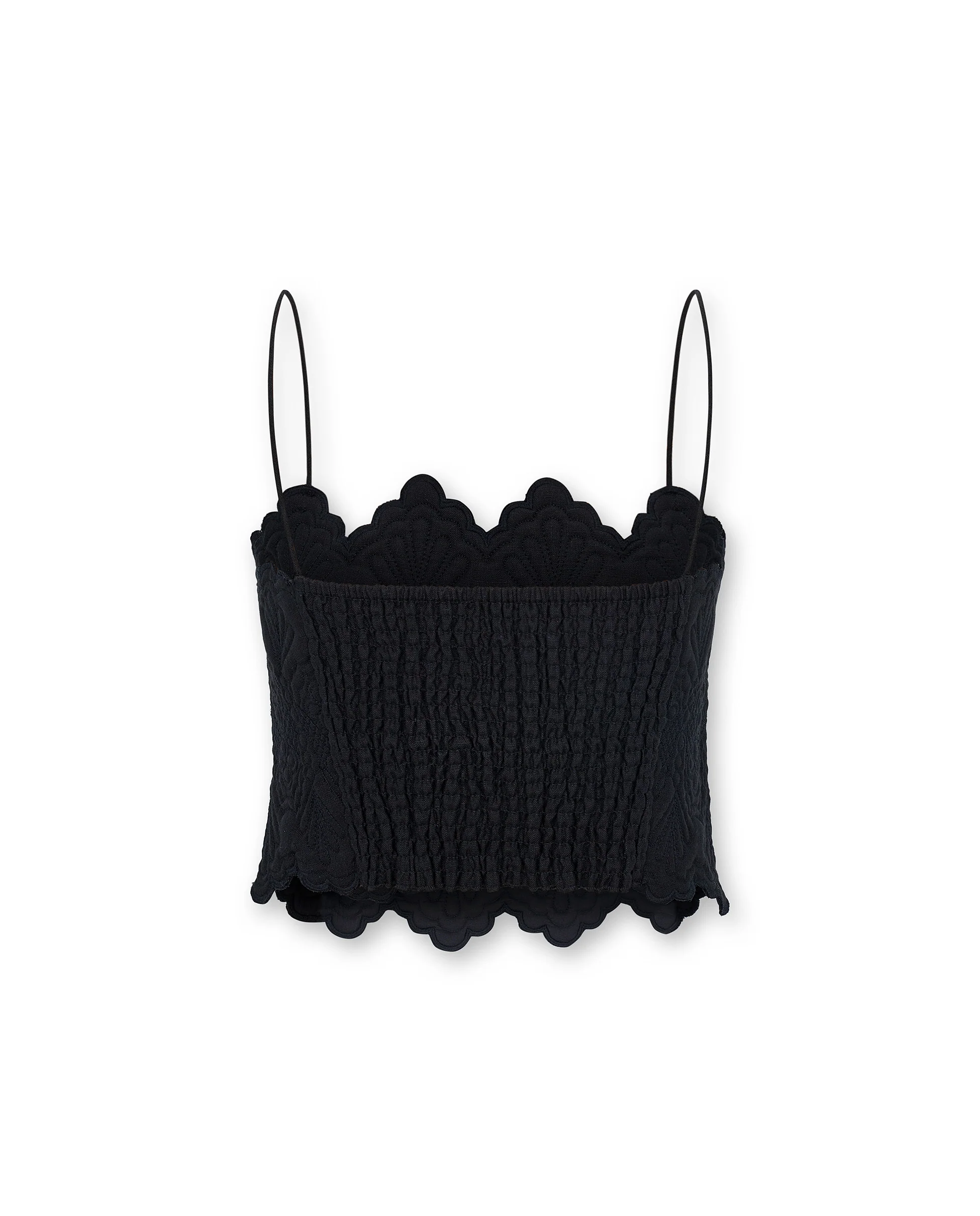 ISHANI | Black Trapunto Embroidered Linen Top - Image 5