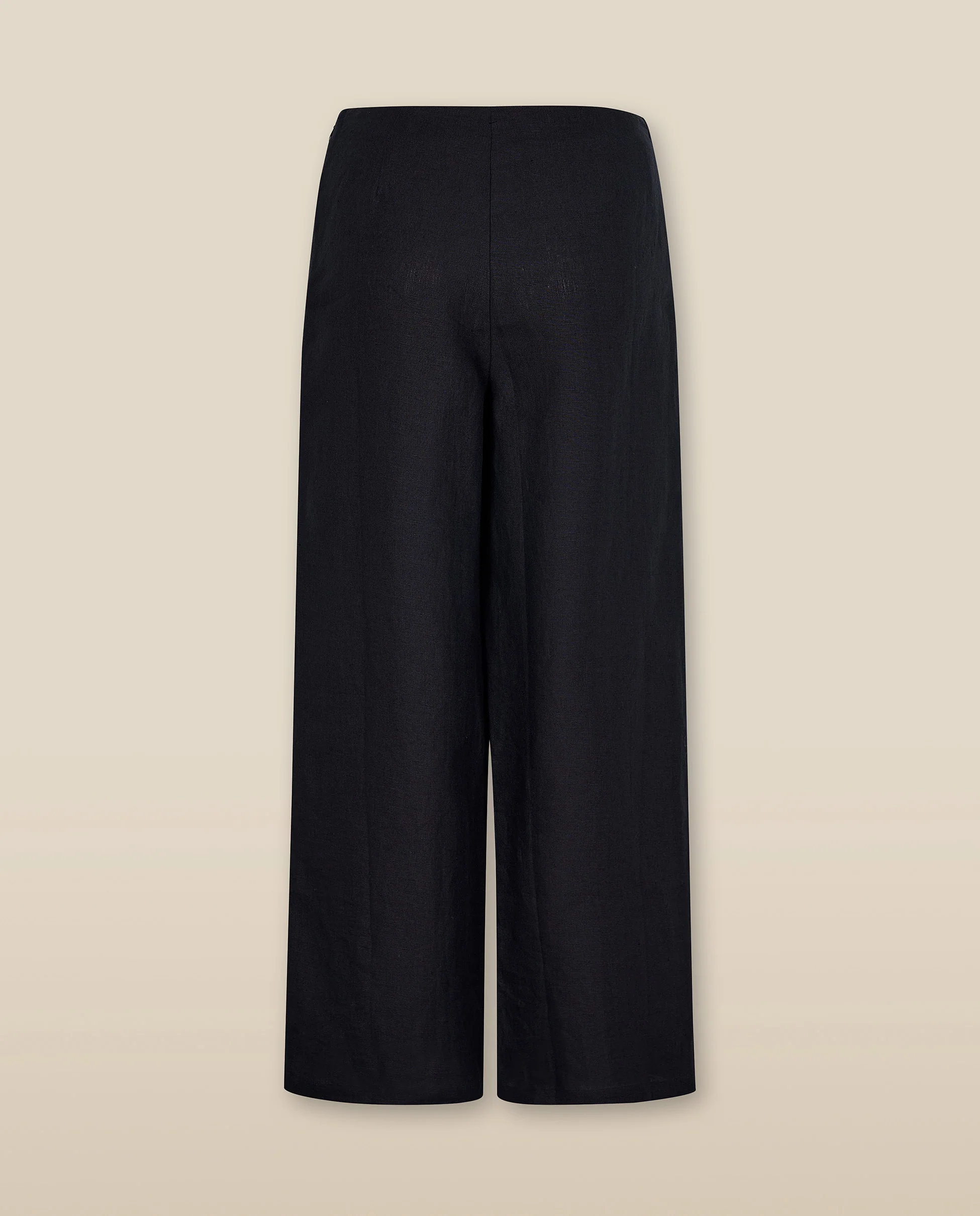 ISHANI | Black Trapunto Embroidered Wide Leg Linen Trousers - Image 6