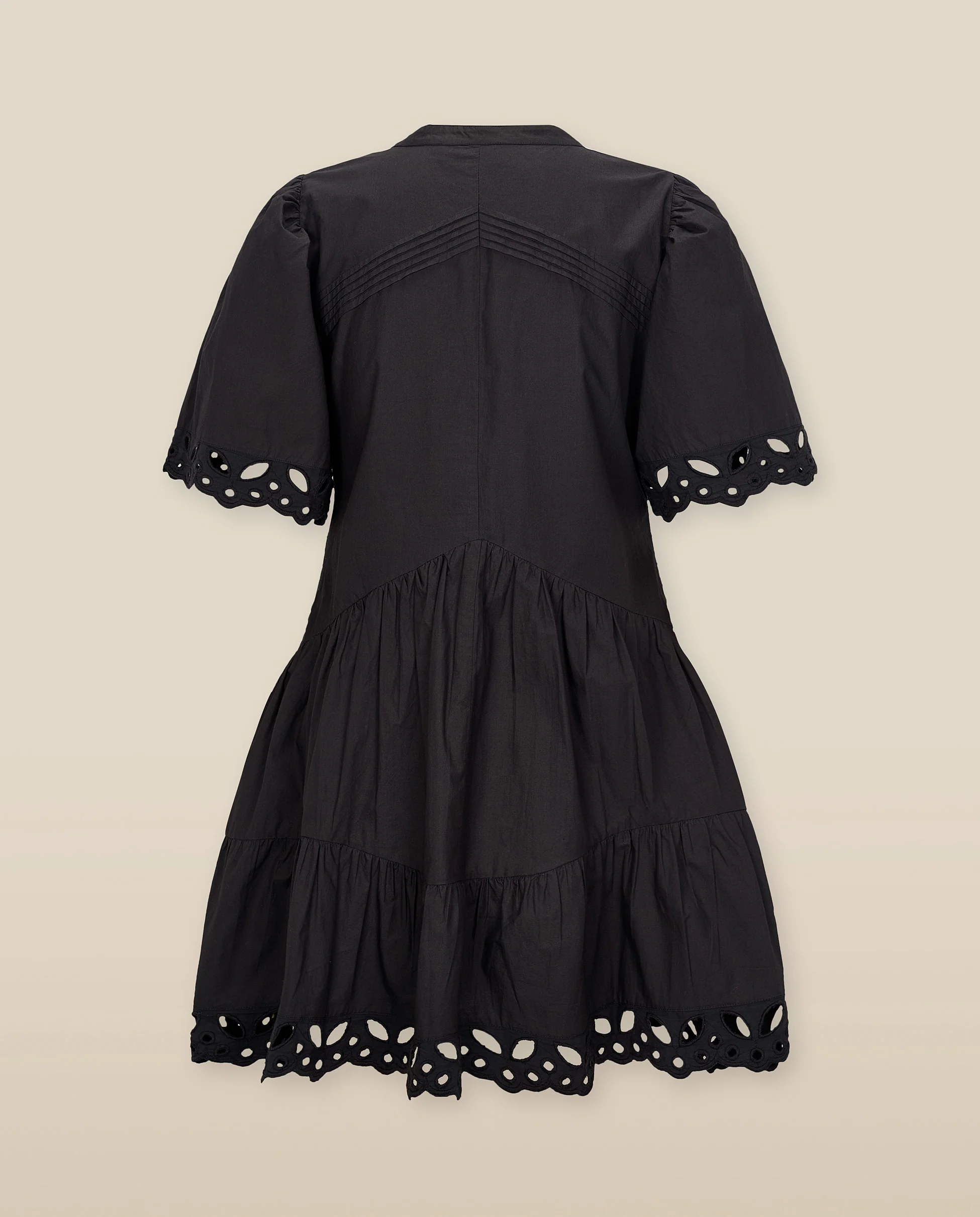 JAIA | Black Tonal Floral-Embroidered Cotton Short Dress - Image 6