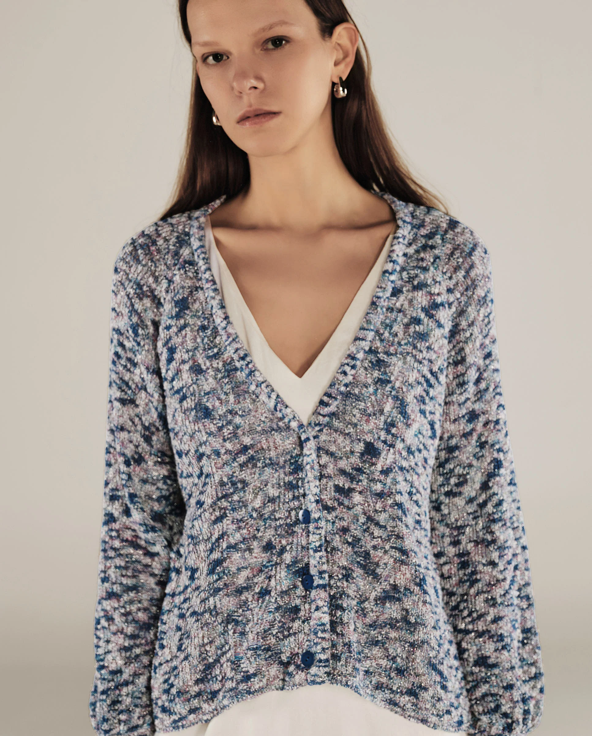 KIARA | Metallic Blue Relaxed Cardigan - Image 2