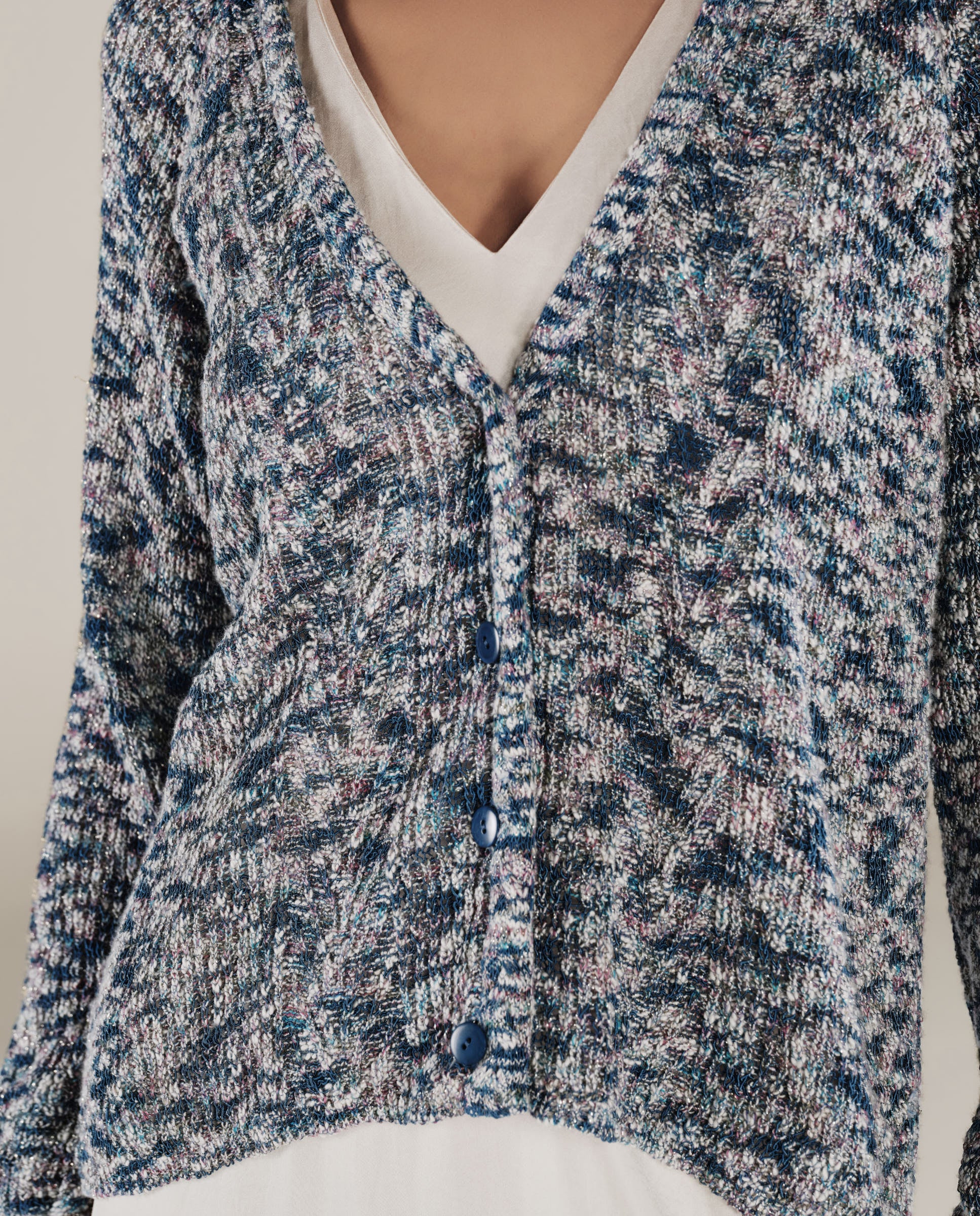 KIARA | Metallic Blue Relaxed Cardigan - Image 3