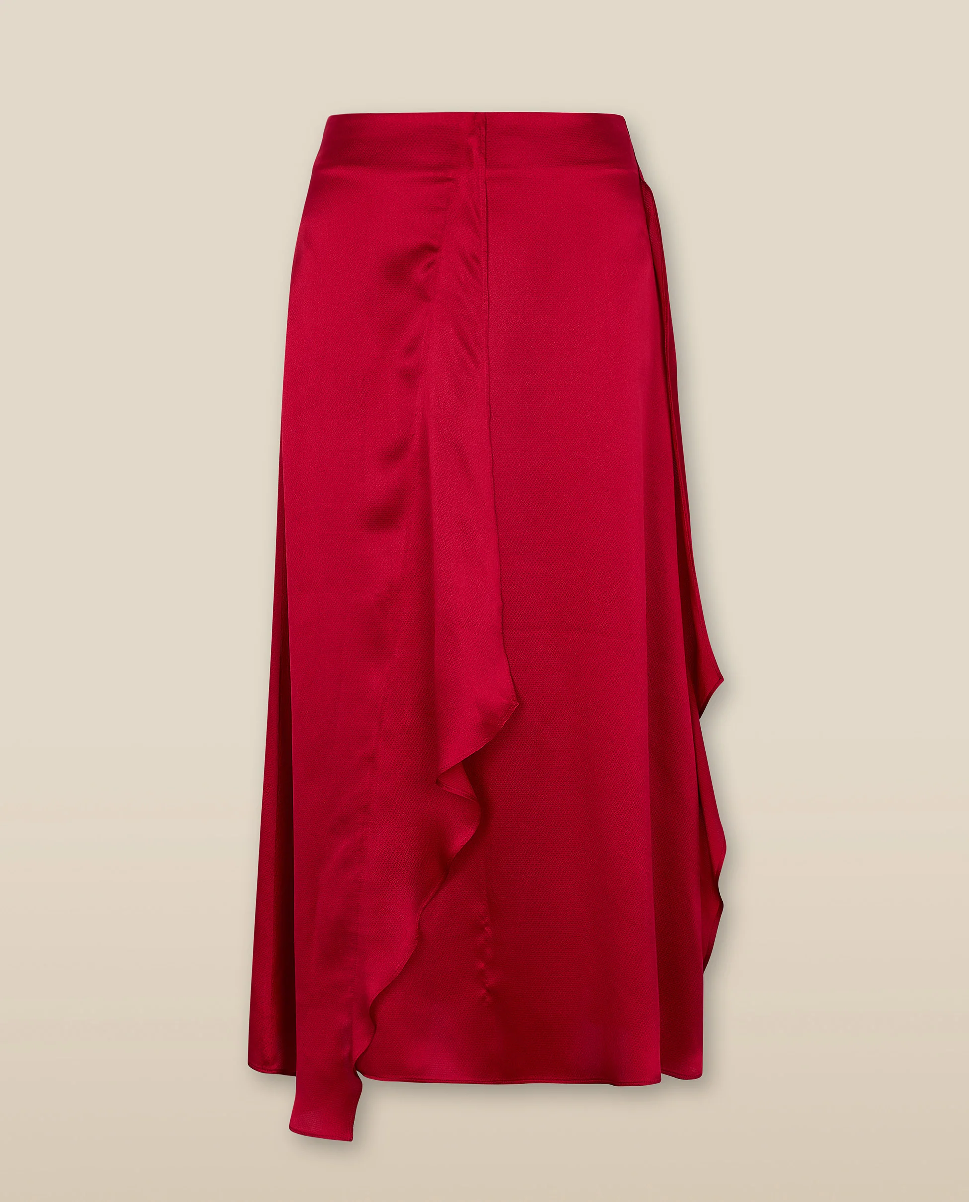 LETIZIA | Crimson Red Asymmetric Silk Skirt - Image 4