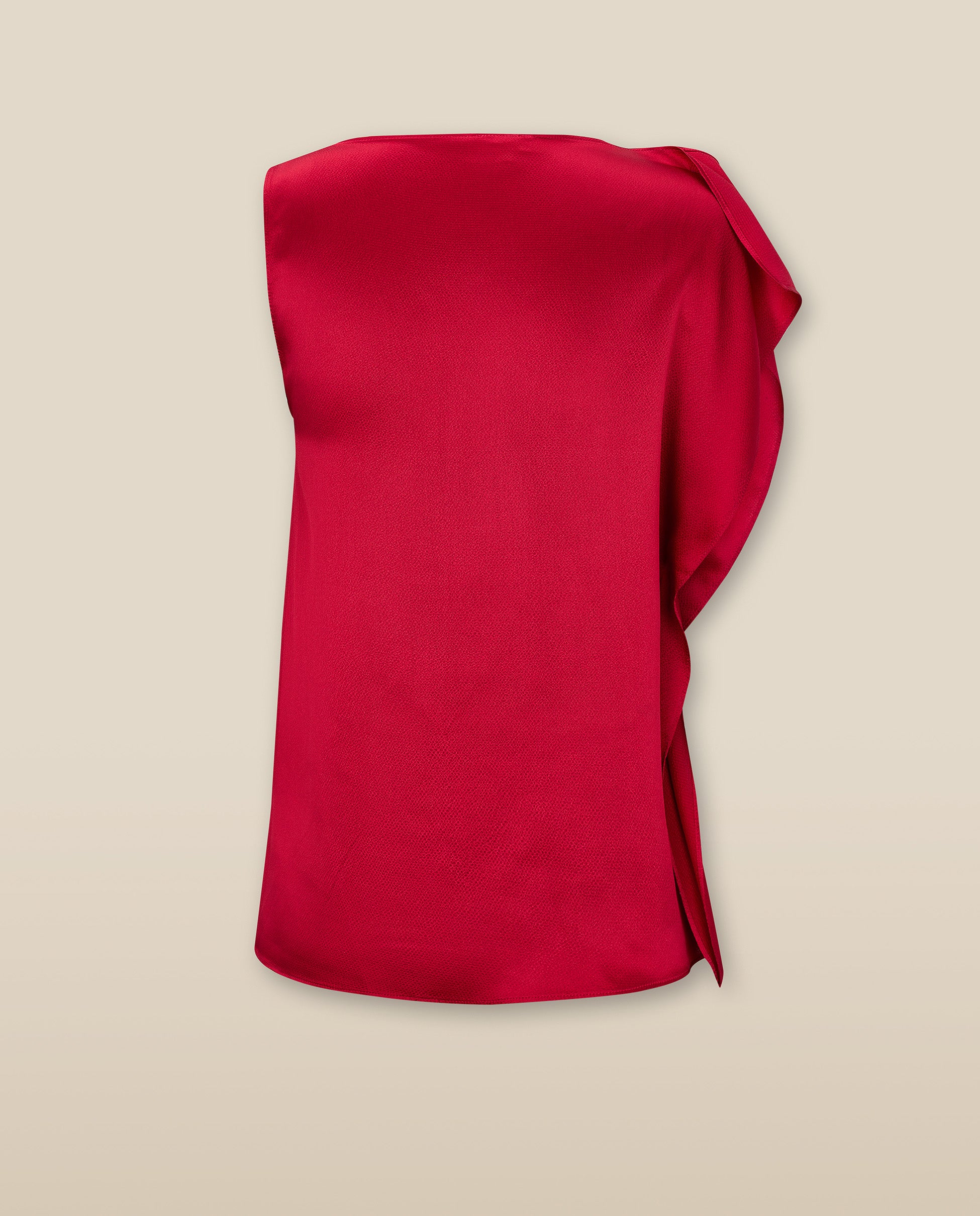 LETIZIA | Crimson Red Asymmetric Silk Top - Image 5