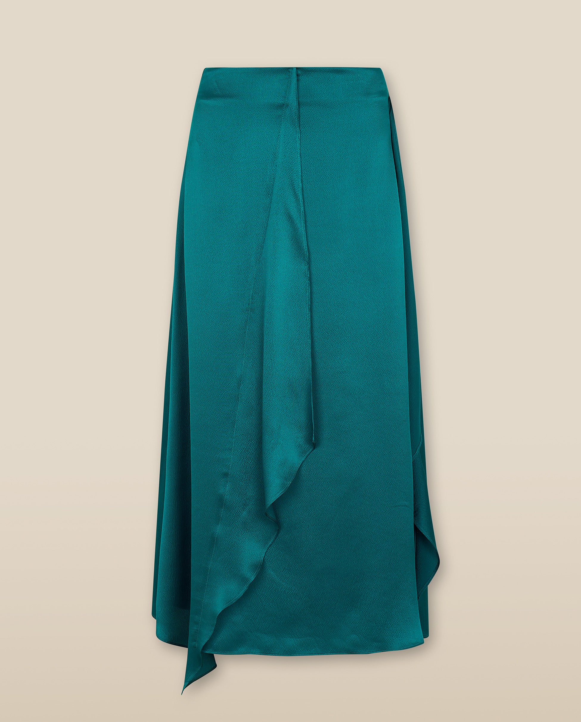 LETIZIA | Emerald Green Asymmetric Silk Skirt - Image 3