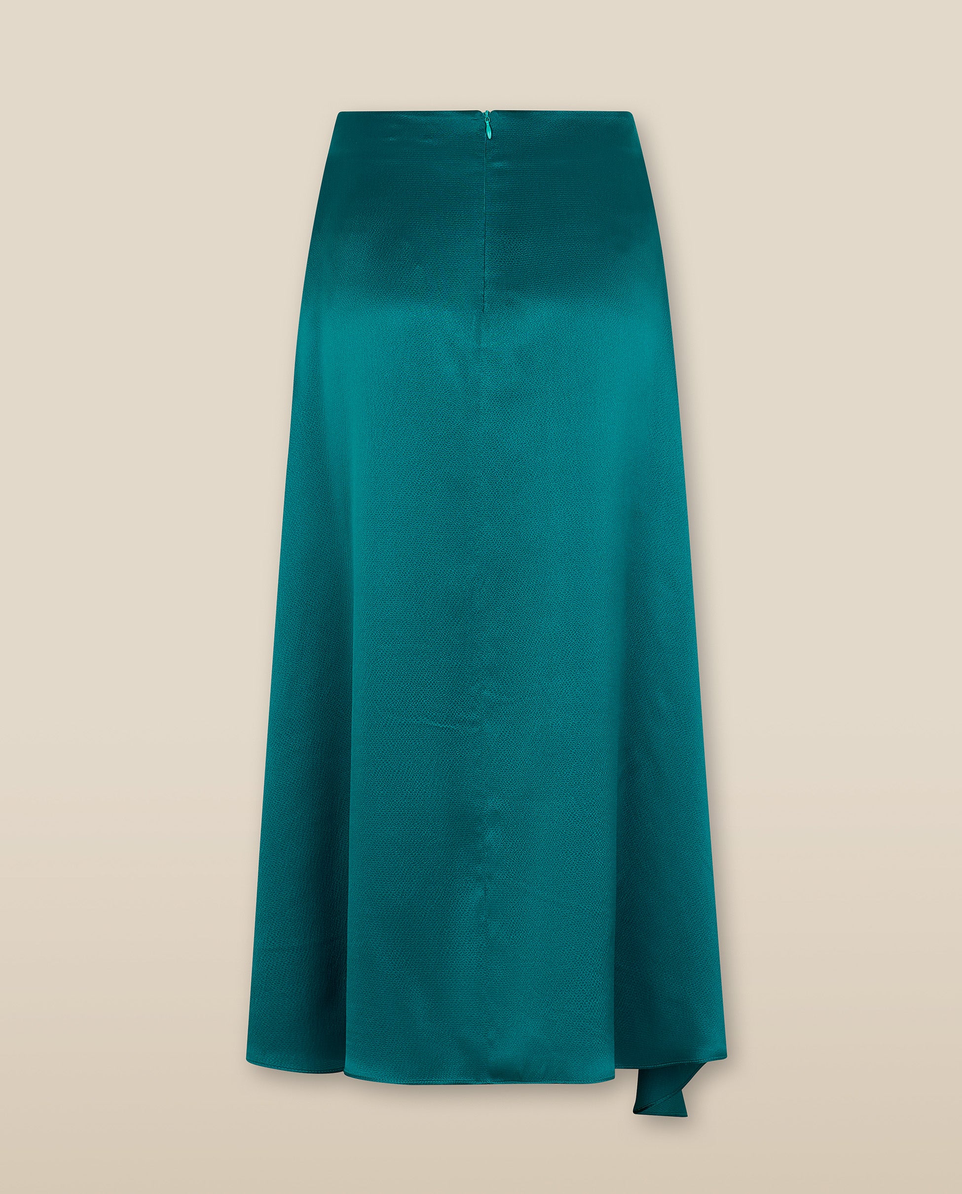 LETIZIA | Emerald Green Asymmetric Silk Skirt - Image 4