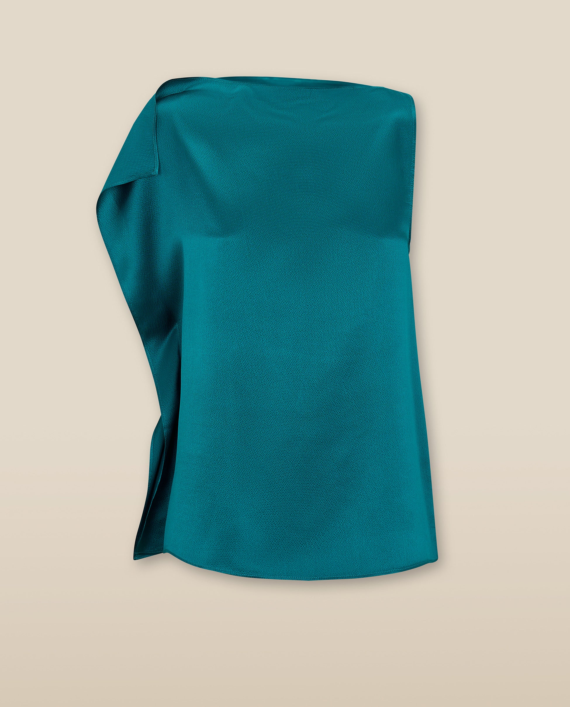 LETIZIA | Emerald Green Asymmetric Silk Top - Image 4