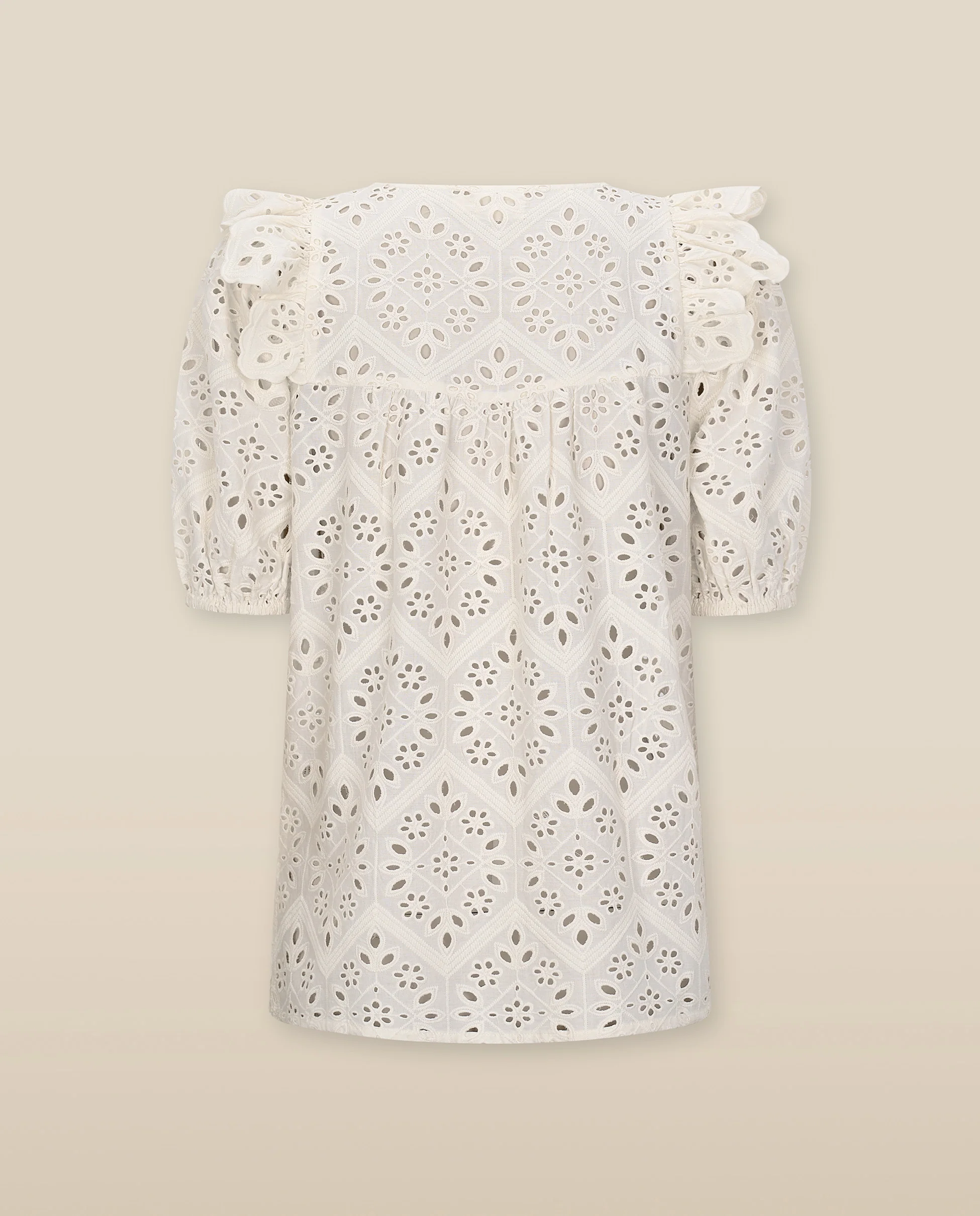 LILI | Ecru Broderie Anglaise Ruffle Blouse - Image 5