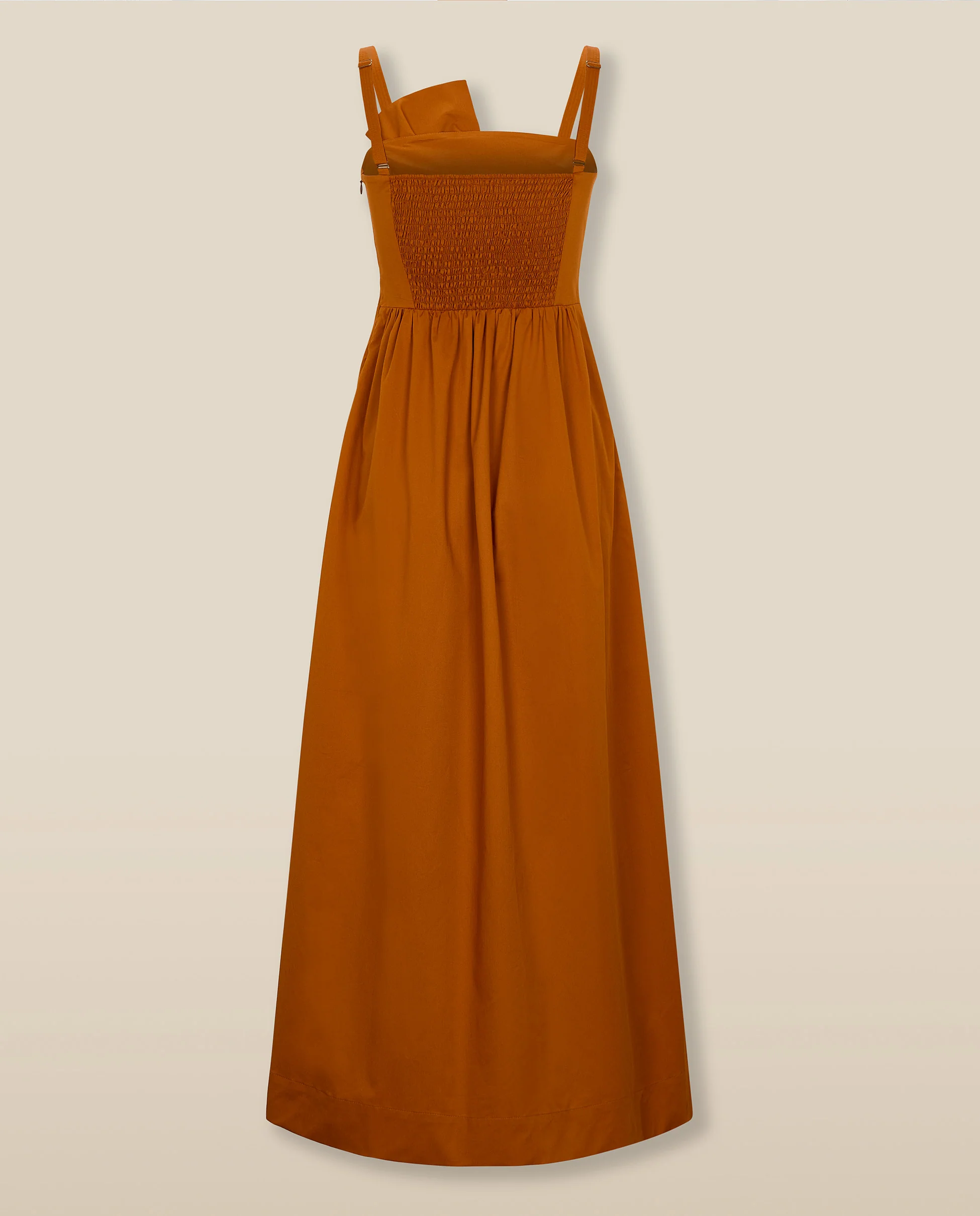 LUCILA | Burnt Orange Tie Front Cotton Midi Dress - Image 5