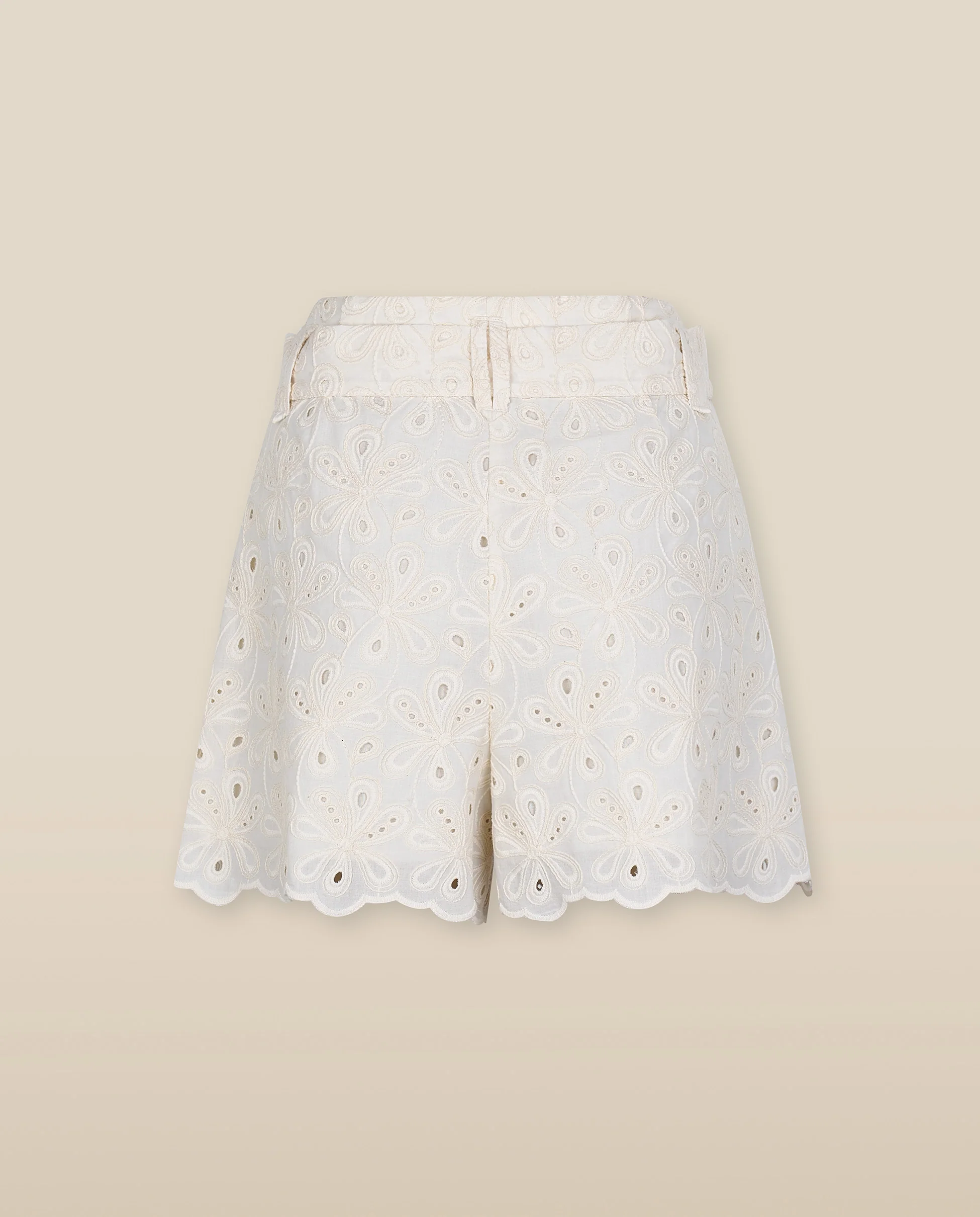 LULU | Ecru Broderie Anglaise Cotton Tie Front Shorts - Image 5