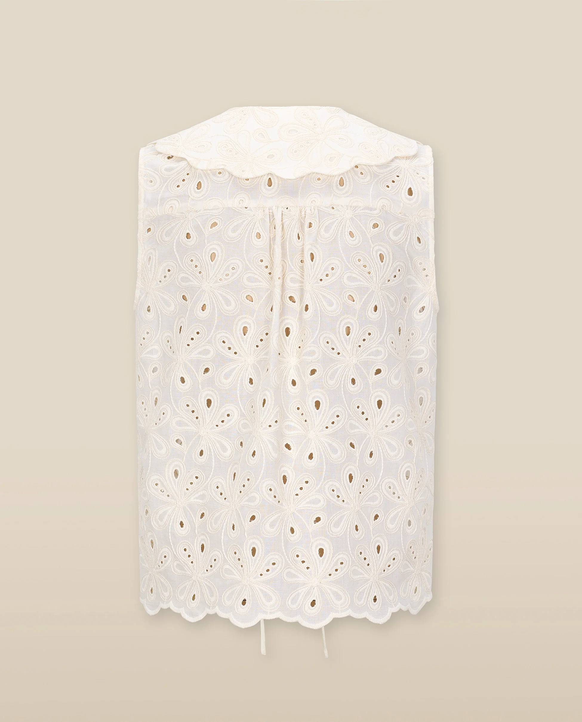 LULU | Ecru Broderie Anglaise Cotton Tie Front Top - Image 6