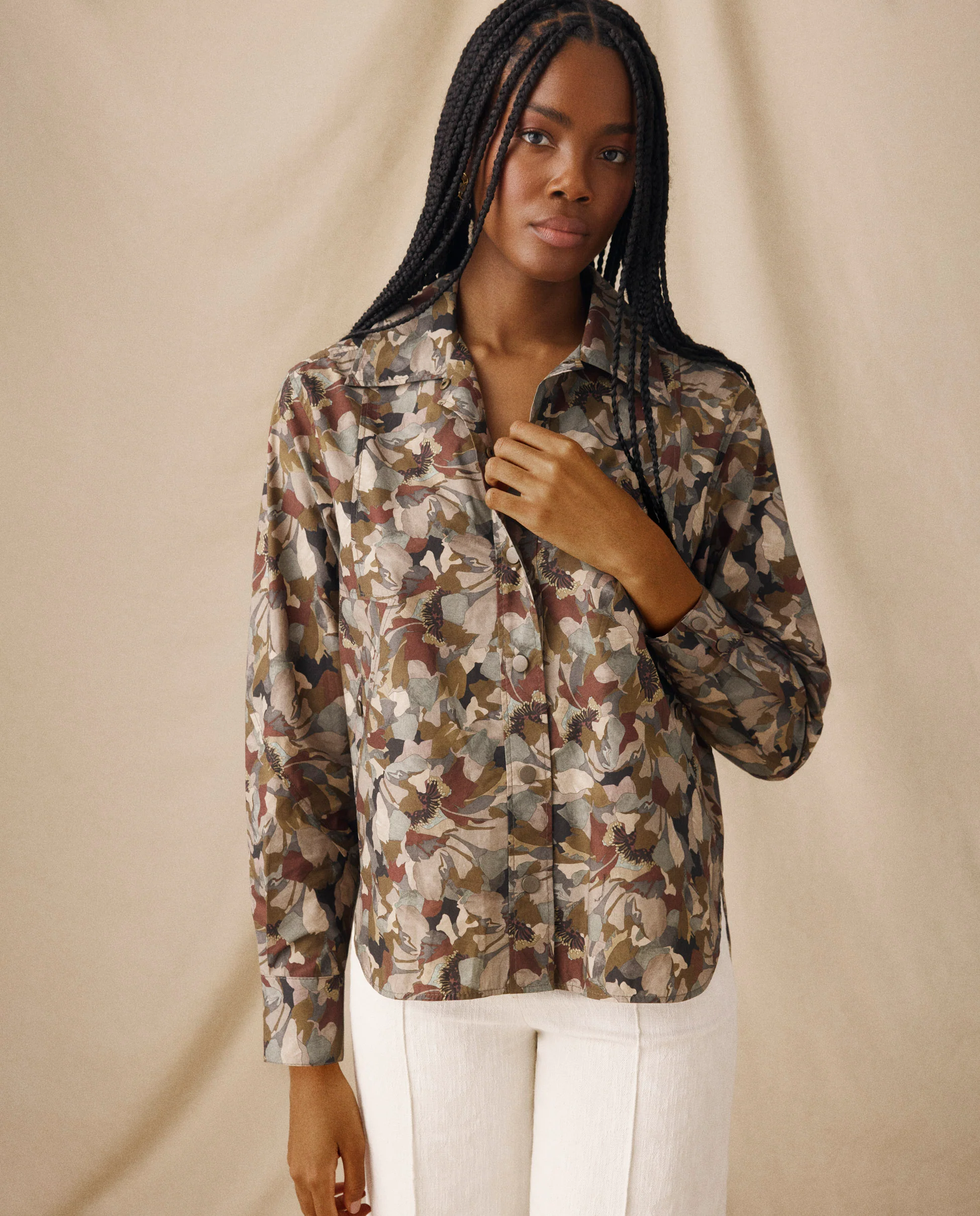 MISTY | Natural-Toned Liberty Floral Cotton Overshirt - Image 3