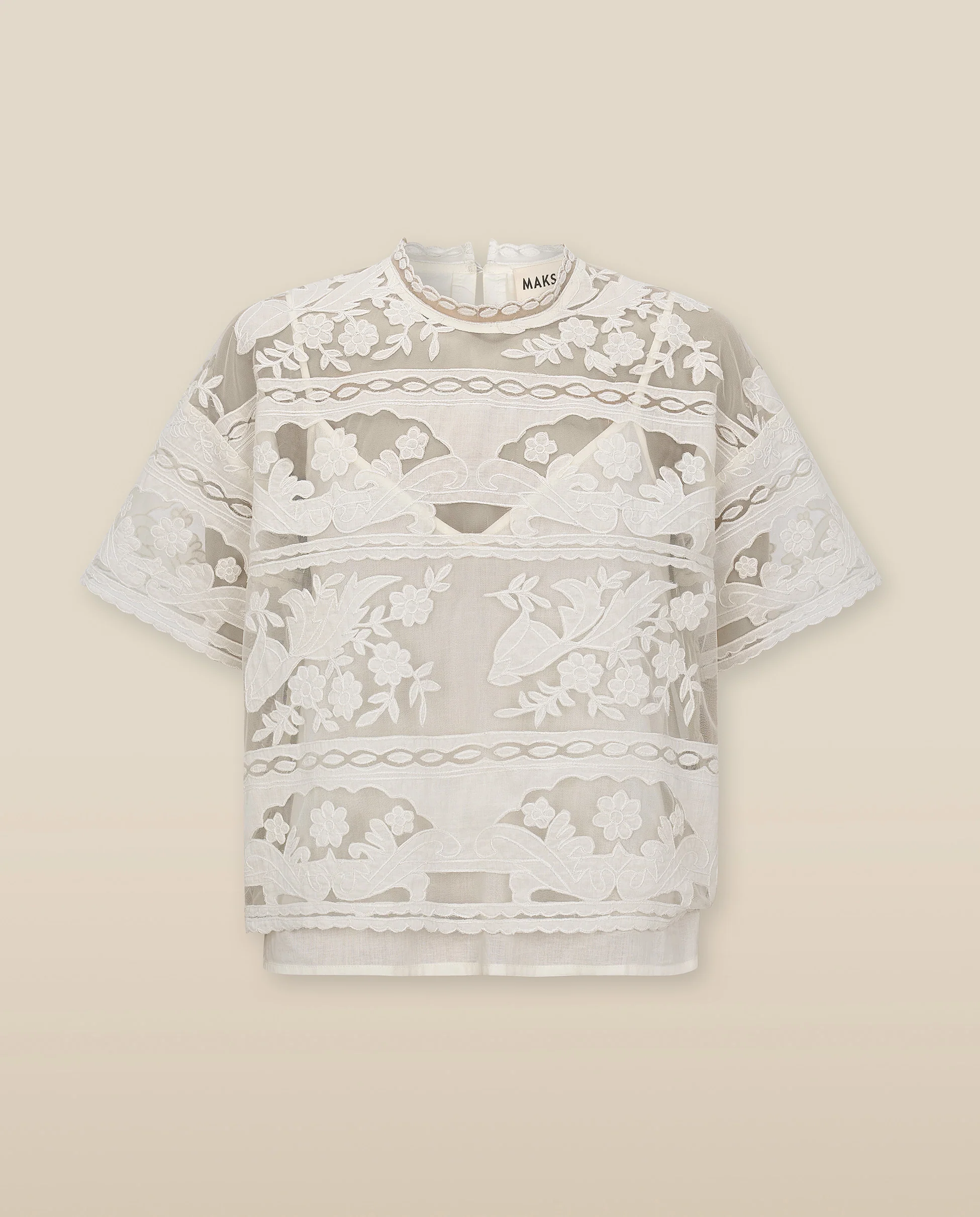 MONISHA | Ivory Floral Embroidered Blouse - Image 4