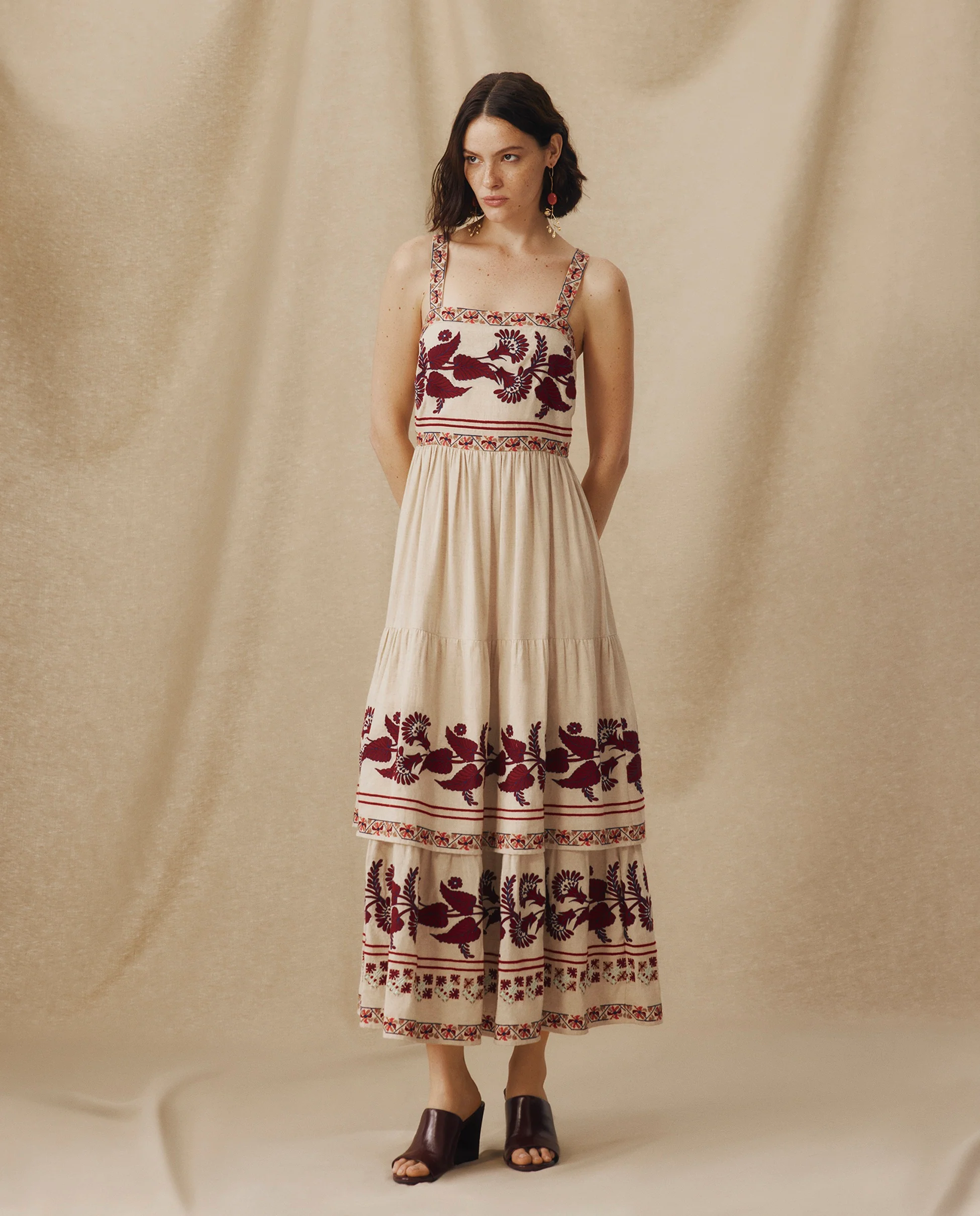 NEESHA | Stone Bohemian Embroidered Midi Dress - Image 2