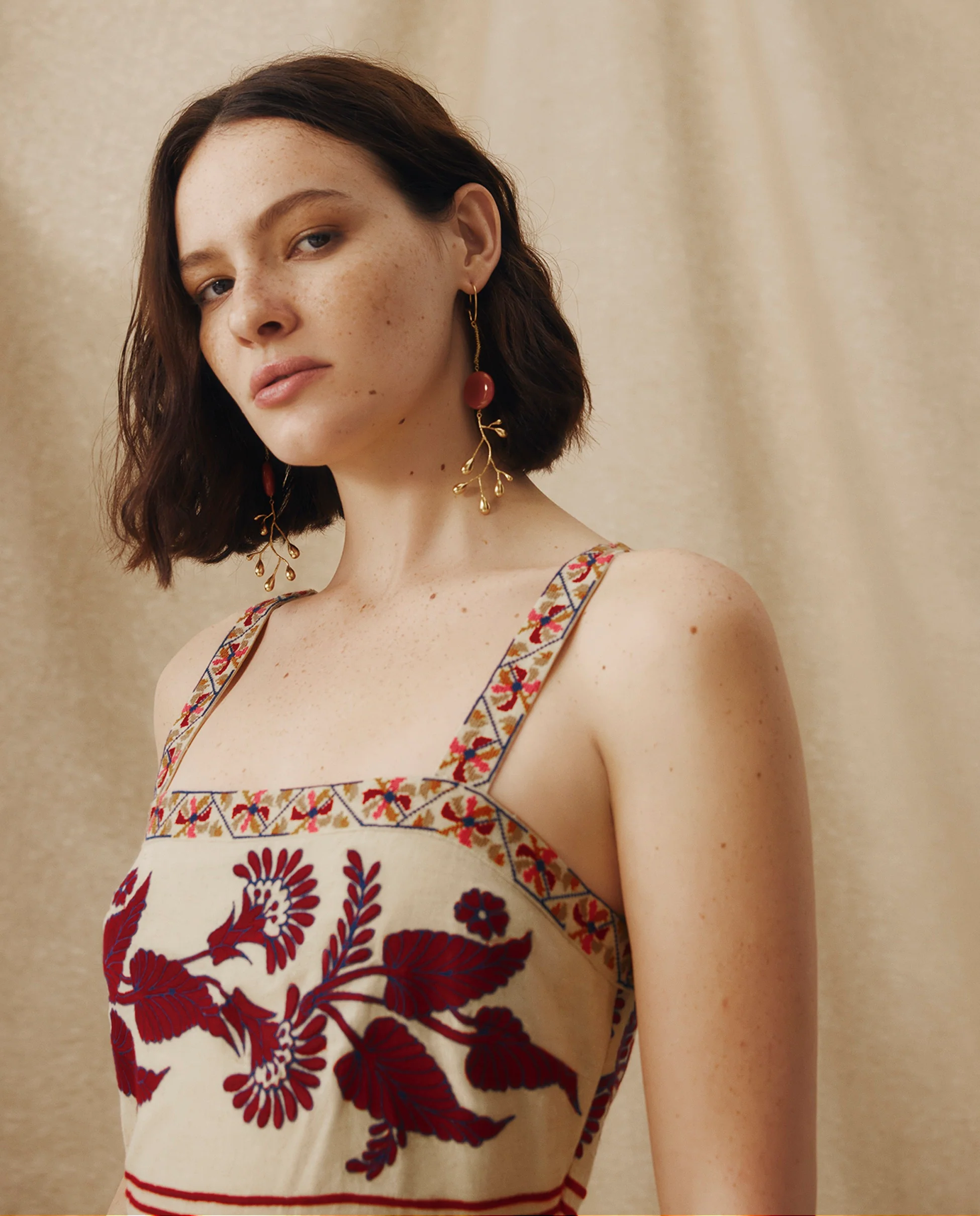 NEESHA | Stone Bohemian Embroidered Midi Dress - Image 3