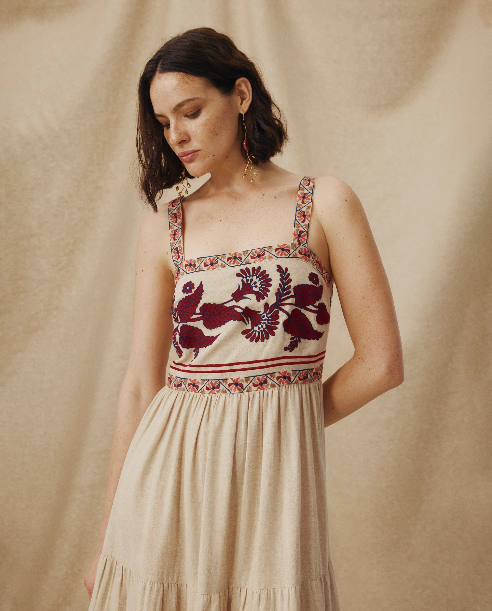 NEESHA | Stone Bohemian Embroidered Midi Dress - Image 4