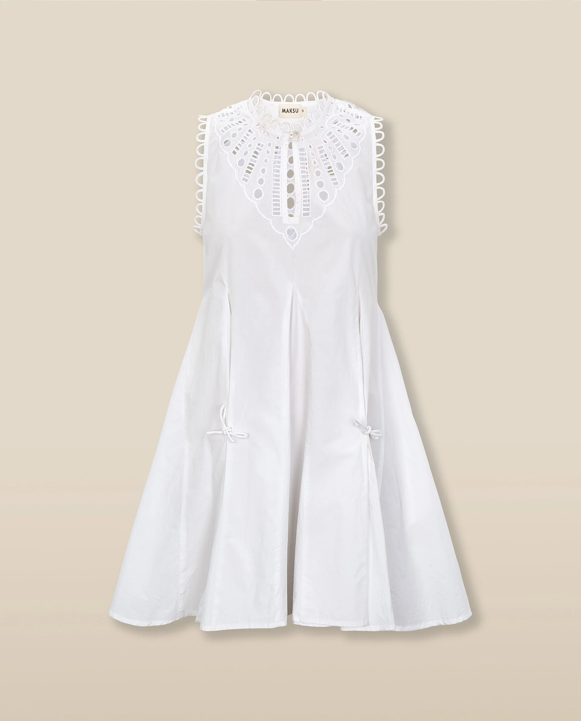 ORNELLA | White Broderie Cut-Out Cotton Short Dress - Image 8