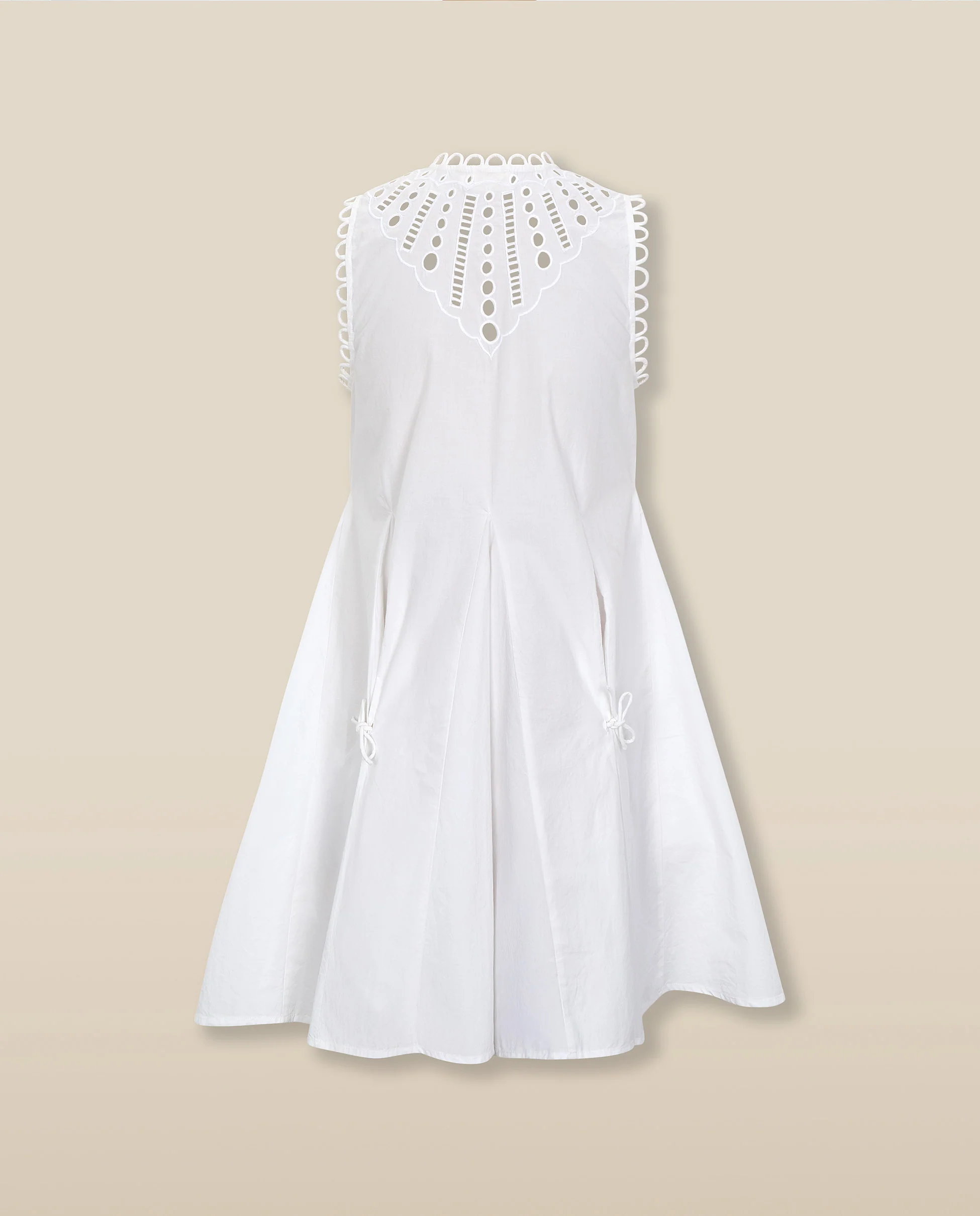 ORNELLA | White Broderie Cut-Out Cotton Short Dress - Image 9
