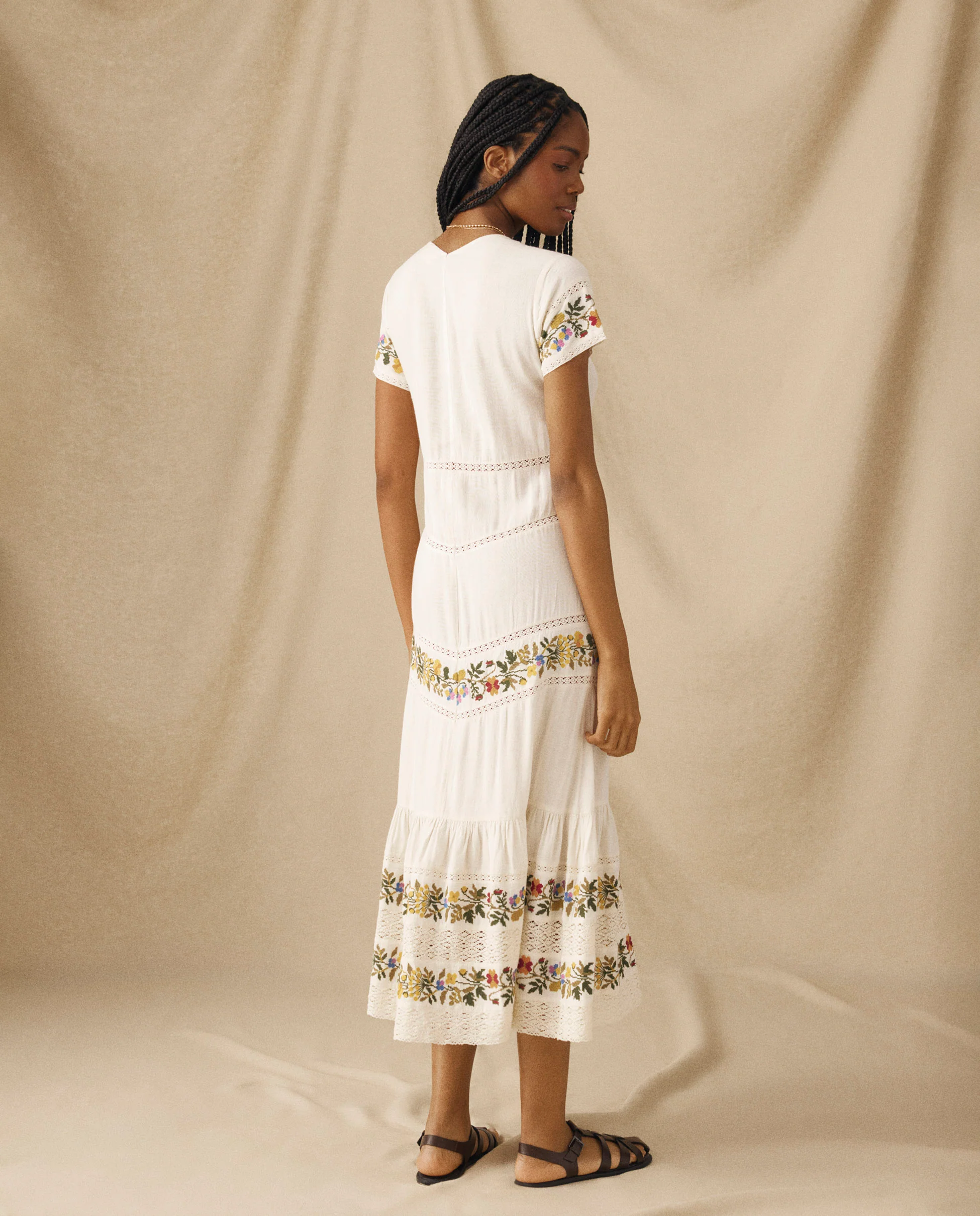 RASHANA | Ecru Lace Floral Embroidered Tunic - Image 5