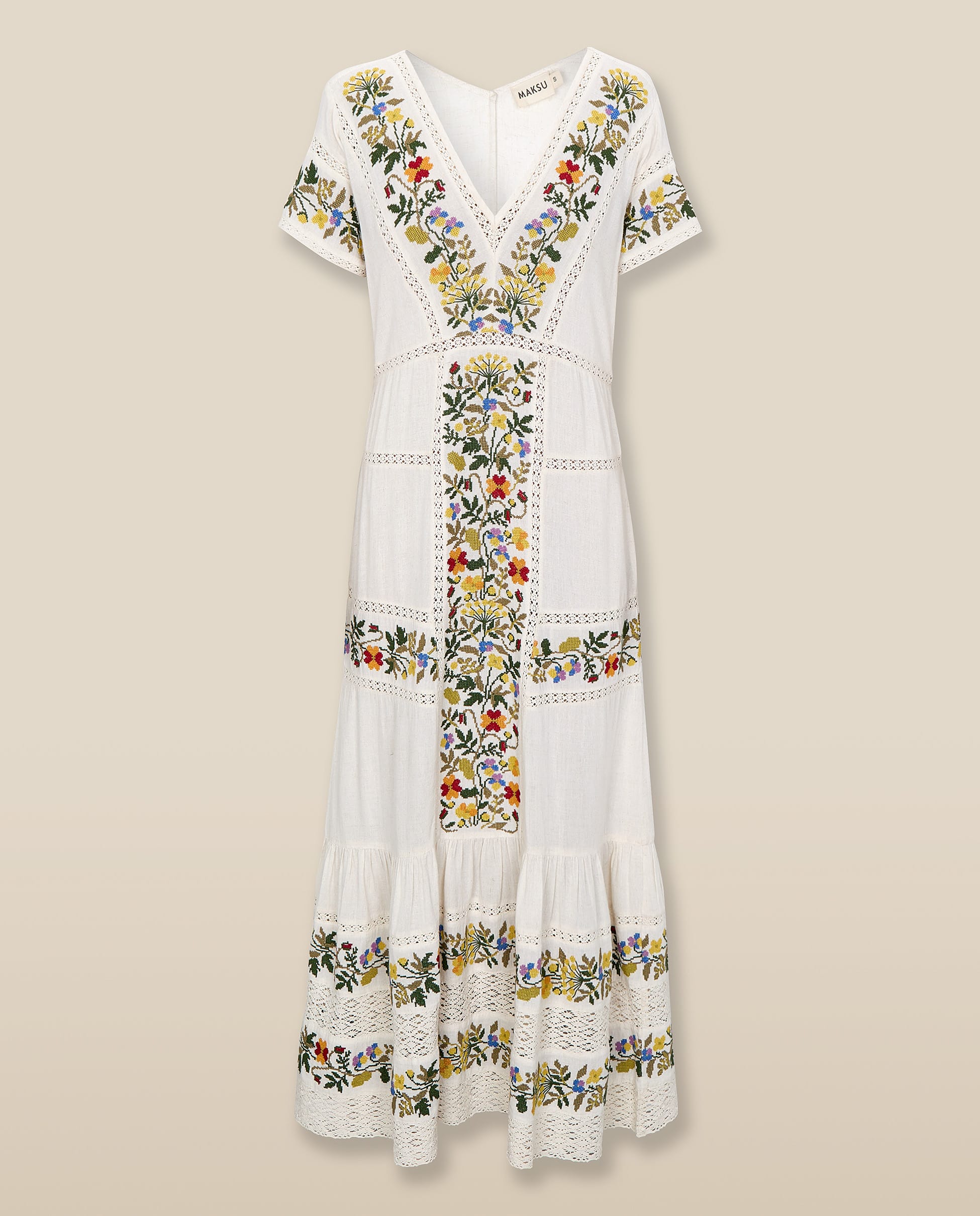 RASHANA | Ecru Lace Floral Embroidered Tunic - Image 7