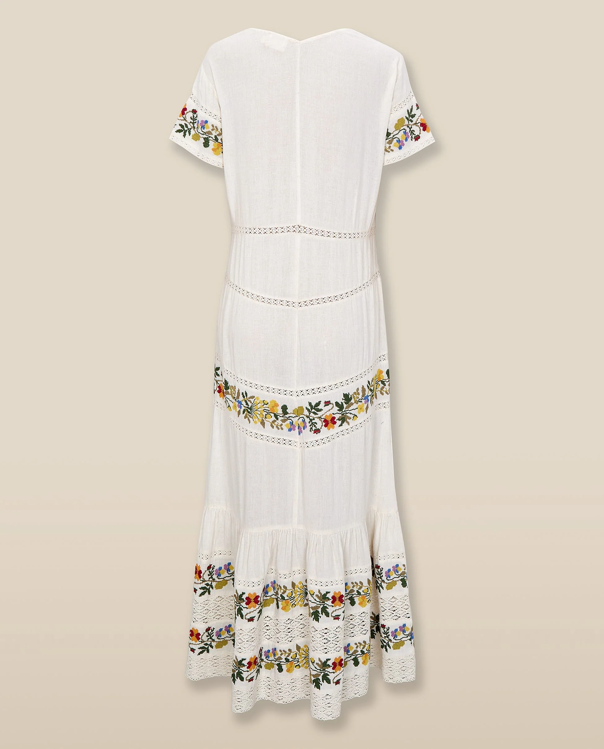 RASHANA | Ecru Lace Floral Embroidered Tunic - Image 8