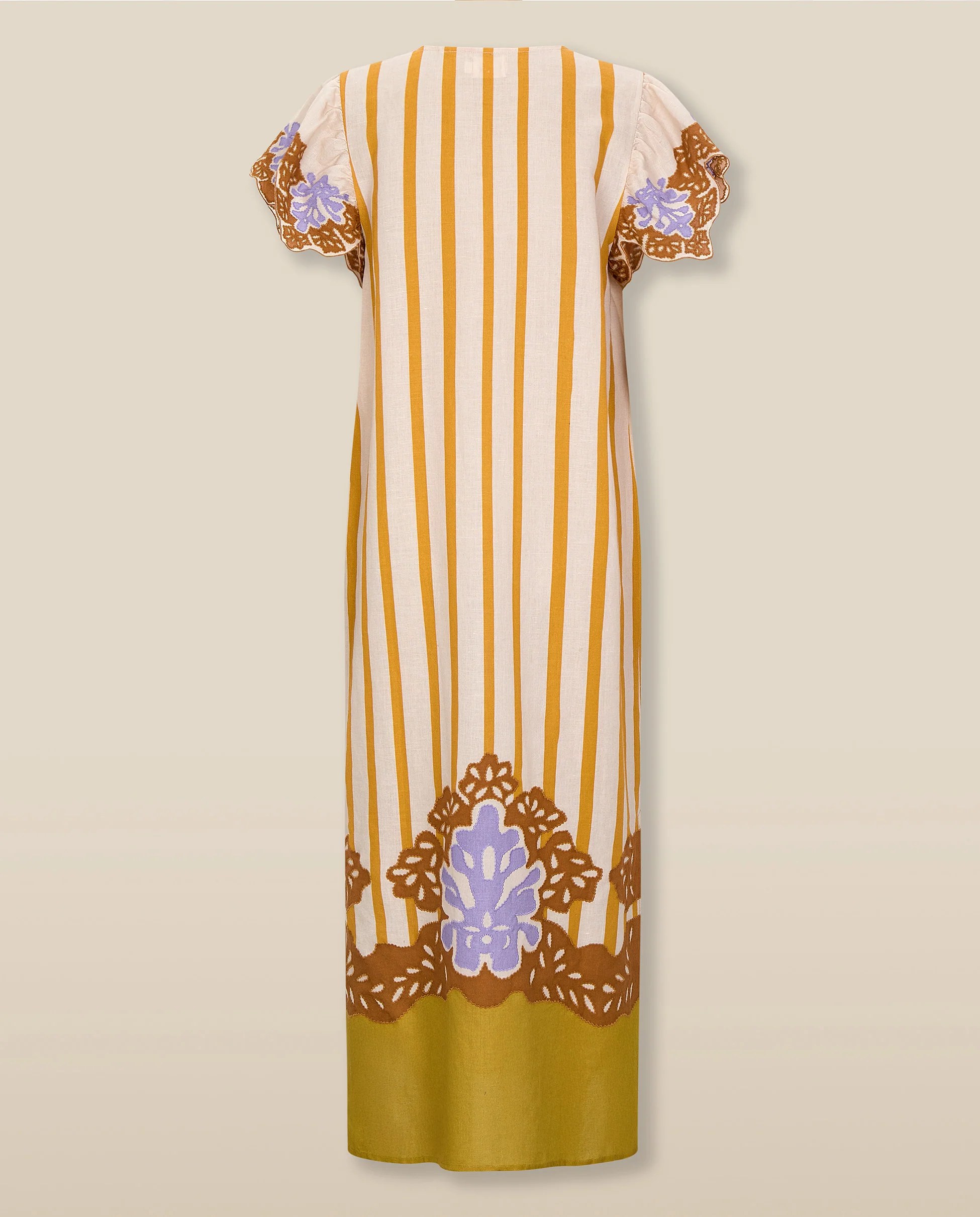 SANDHIKA | Ochre Yellow Multi Embroidered Linen-Cotton Tunic - Image 6