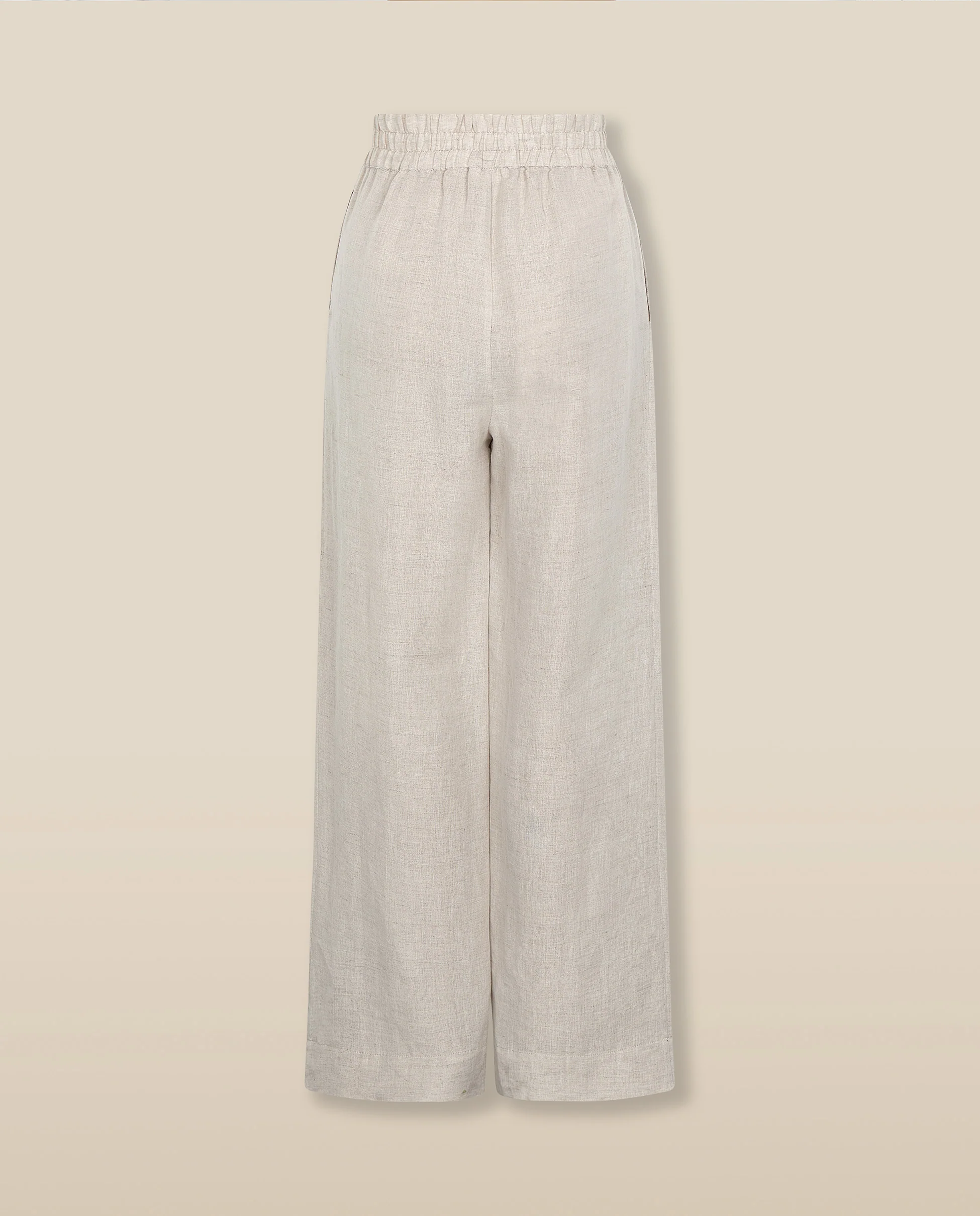 SOMA | Beige Embroidered Linen-Cotton Wide Leg Trousers - Image 5