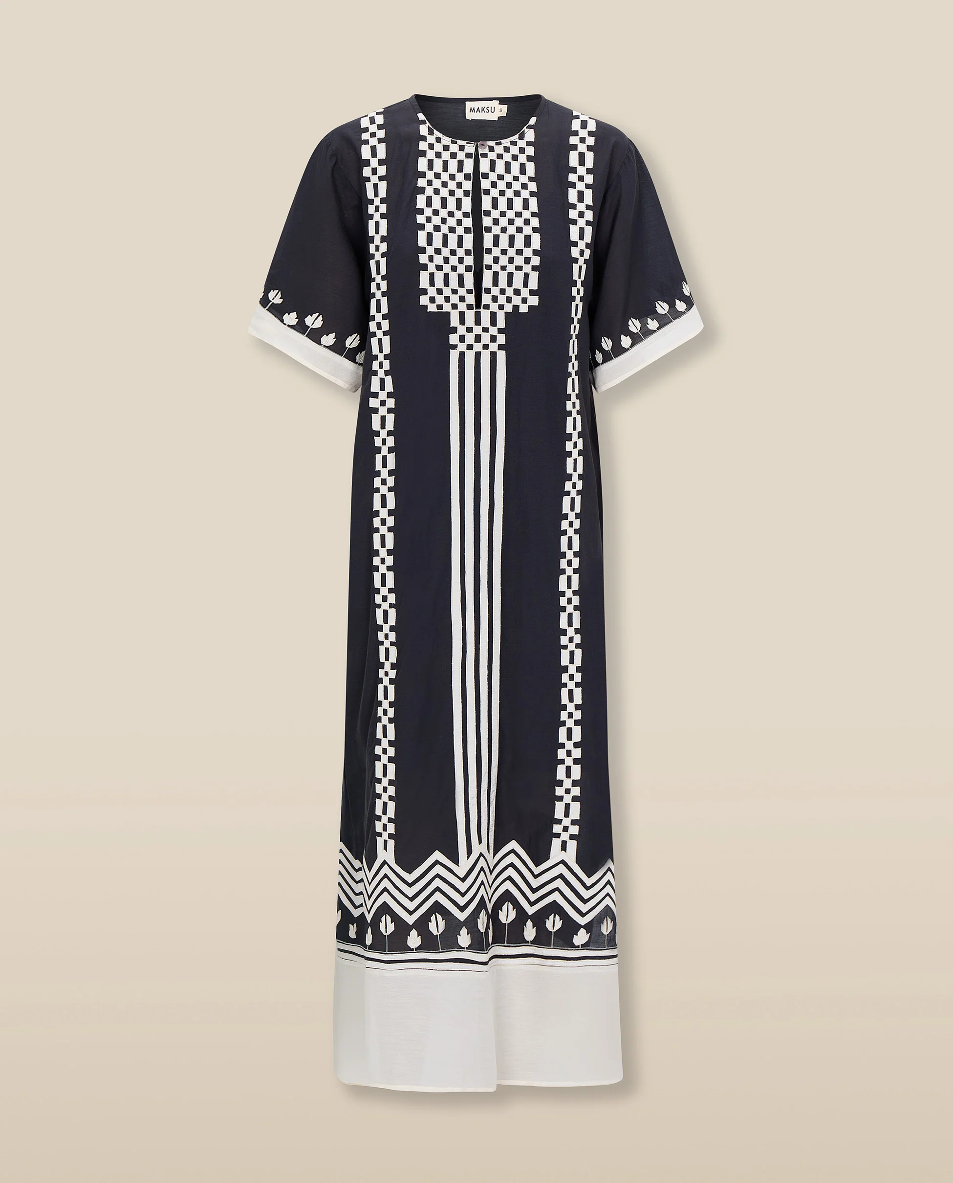 TAMANNA | Black Geo Embroidered Tunic - Image 5