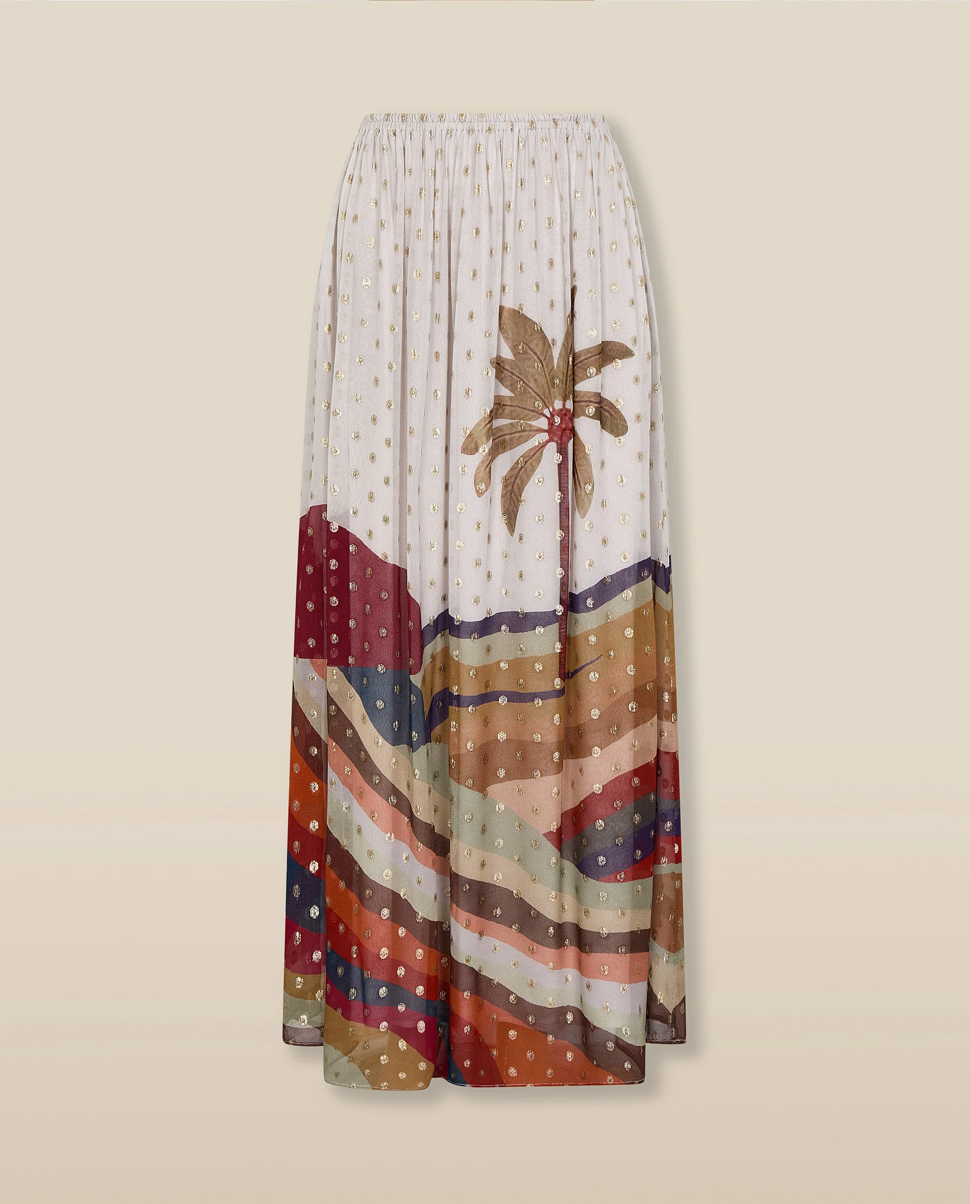 VEDHA | Ecru Multi Palm Printed Skirt - Image 5