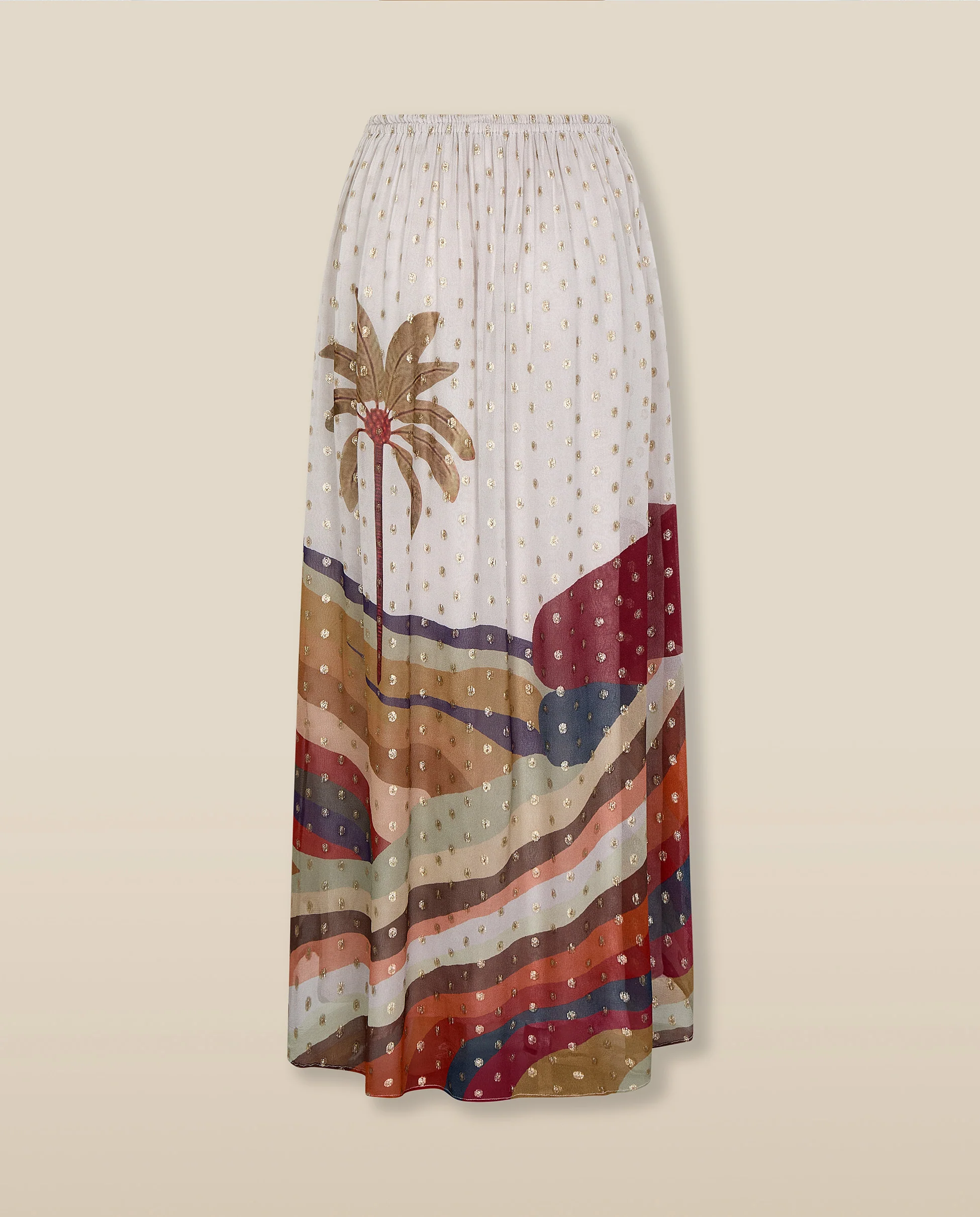 VEDHA | Ecru Multi Palm Printed Skirt - Image 6