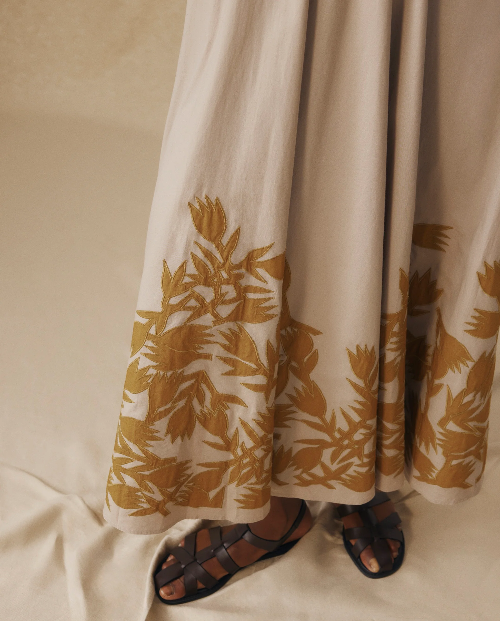 YUKTA | Stone Grey Embroidered Midi Dress - Image 2