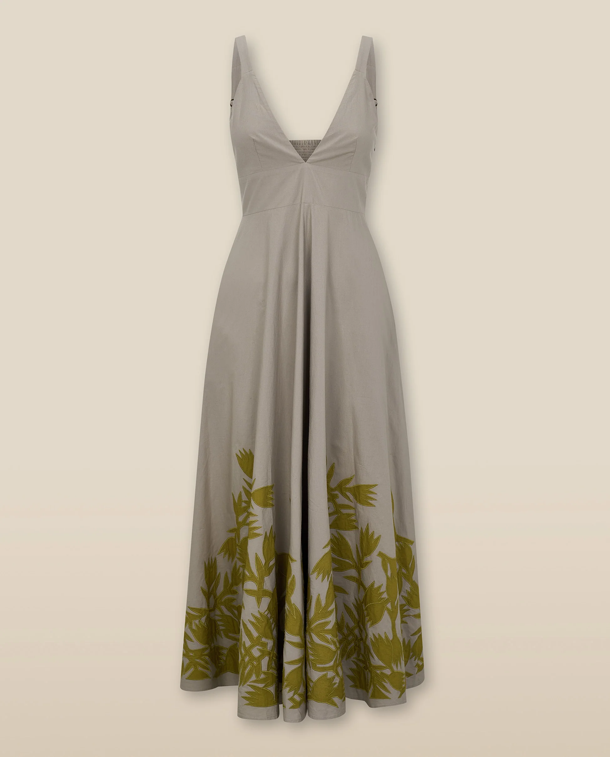 YUKTA | Stone Grey Embroidered Midi Dress - Image 6