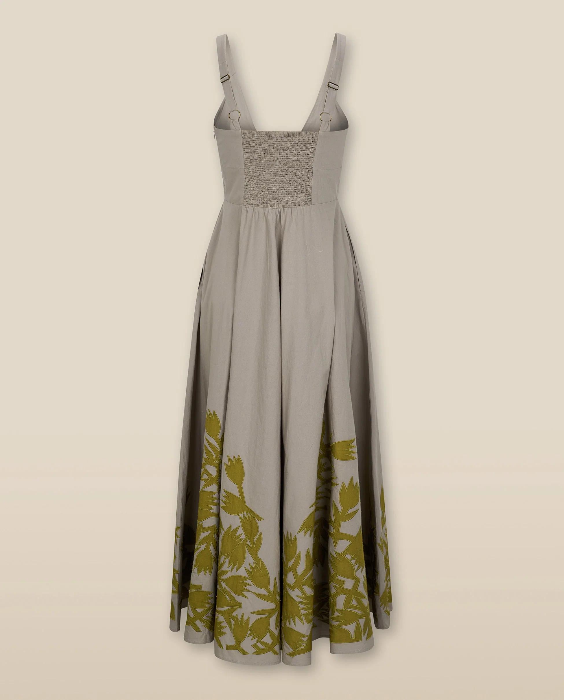 YUKTA | Stone Grey Embroidered Midi Dress - Image 7
