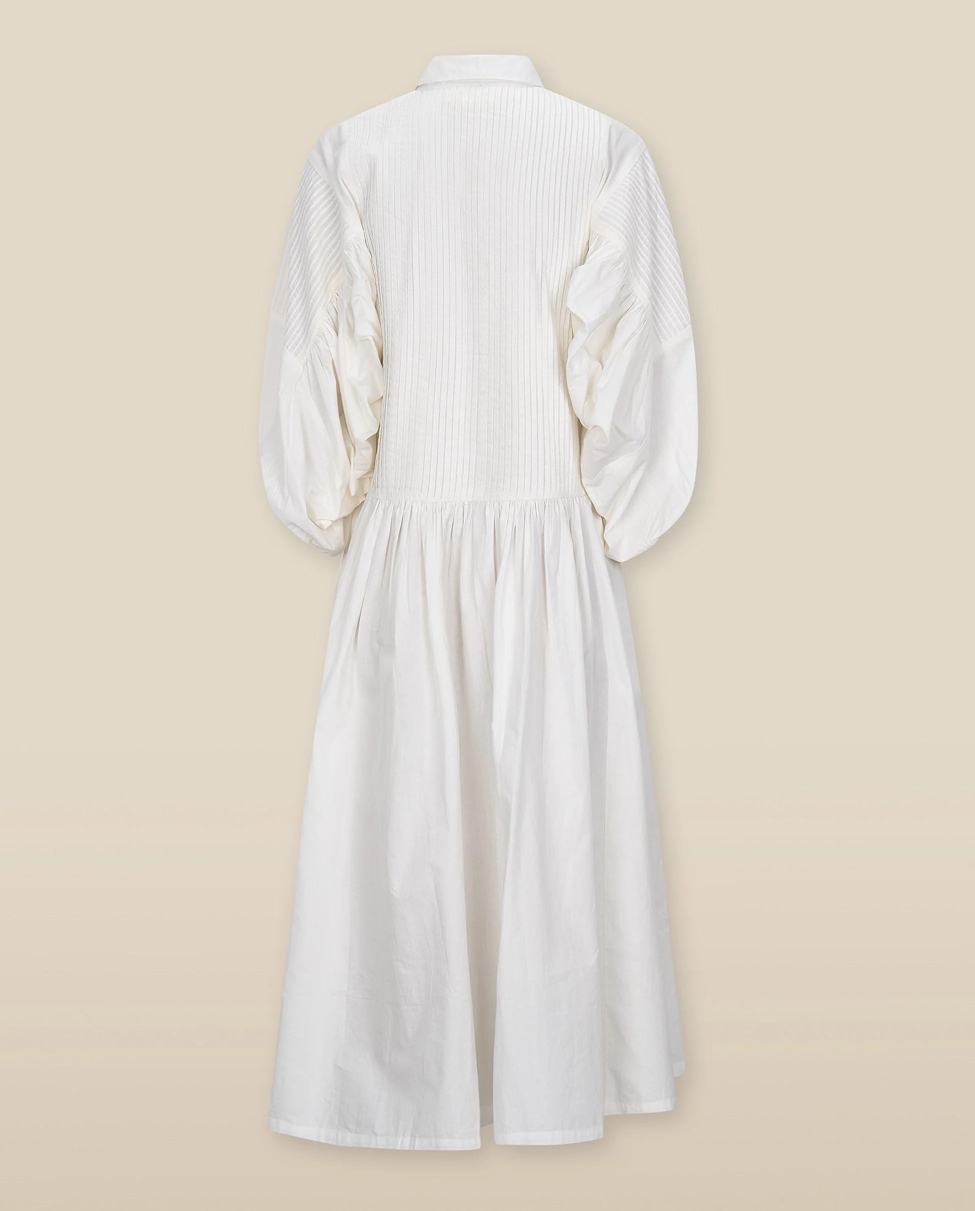 ZULIKA | White Embroidered Floral Motifs Cotton Midi Dress - Image 8