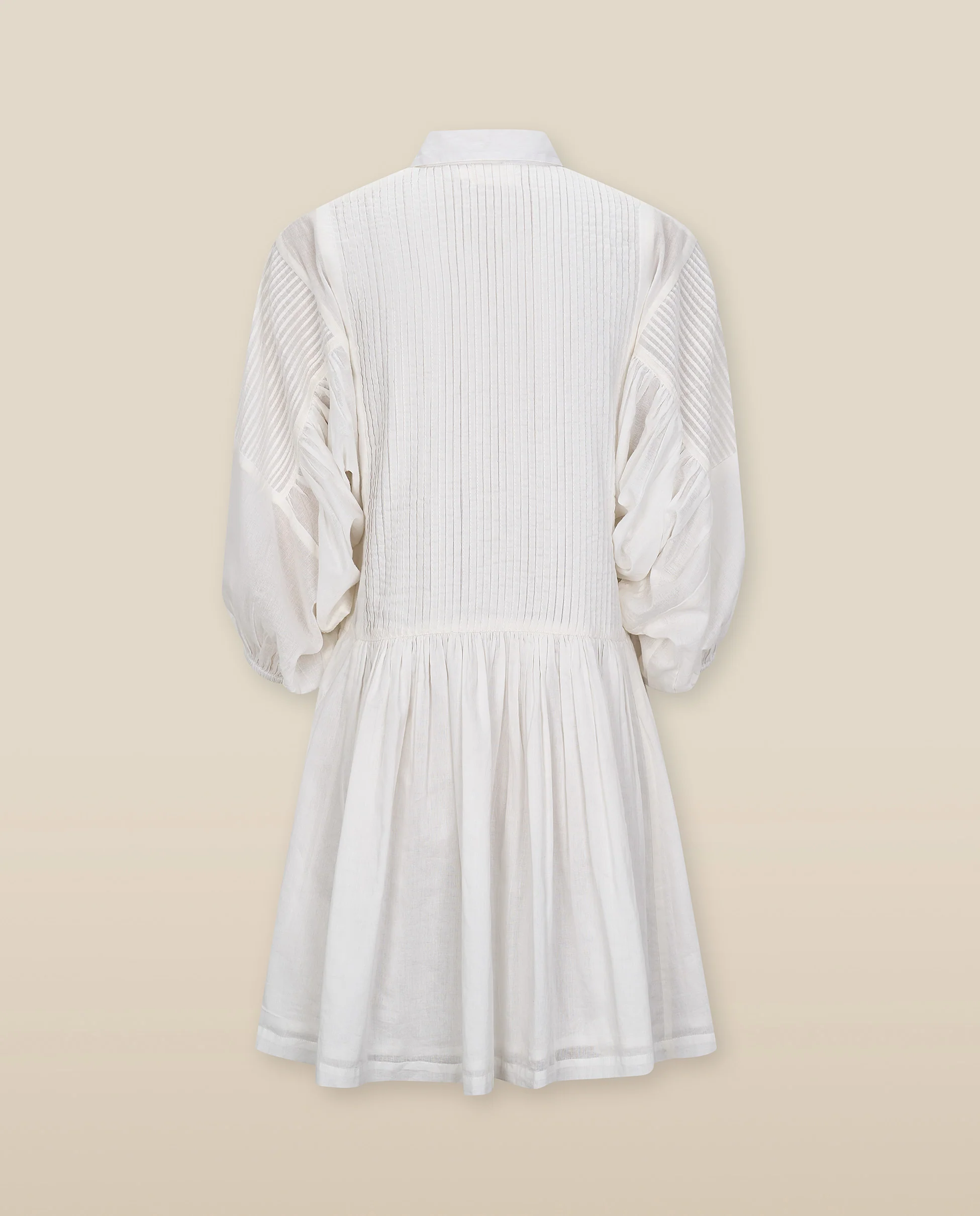 ZULIKA | White Embroidered Floral Motifs Cotton Short Dress - Image 8