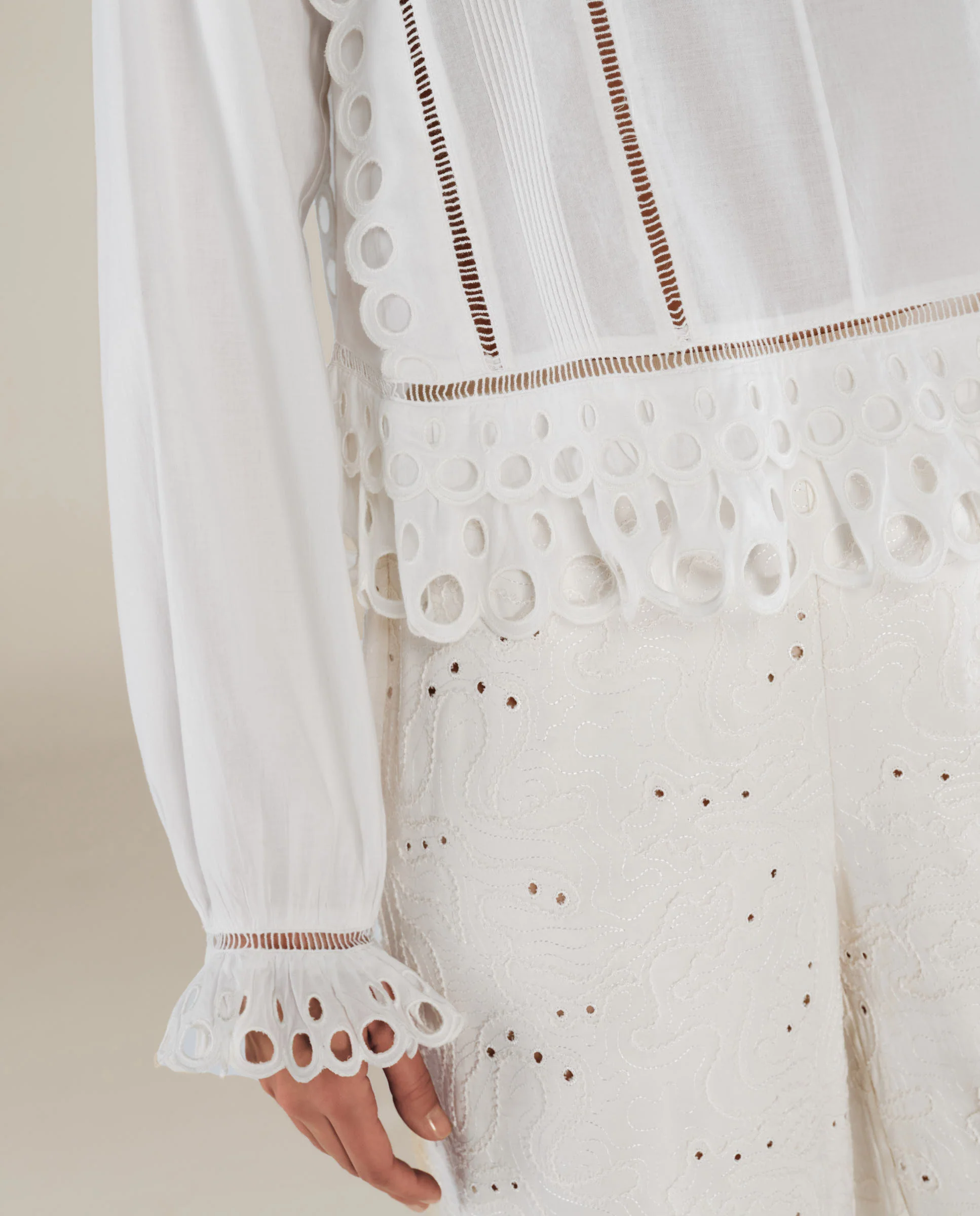 ZOYA | White Embroidery Detail Cotton Blouse - Image 4