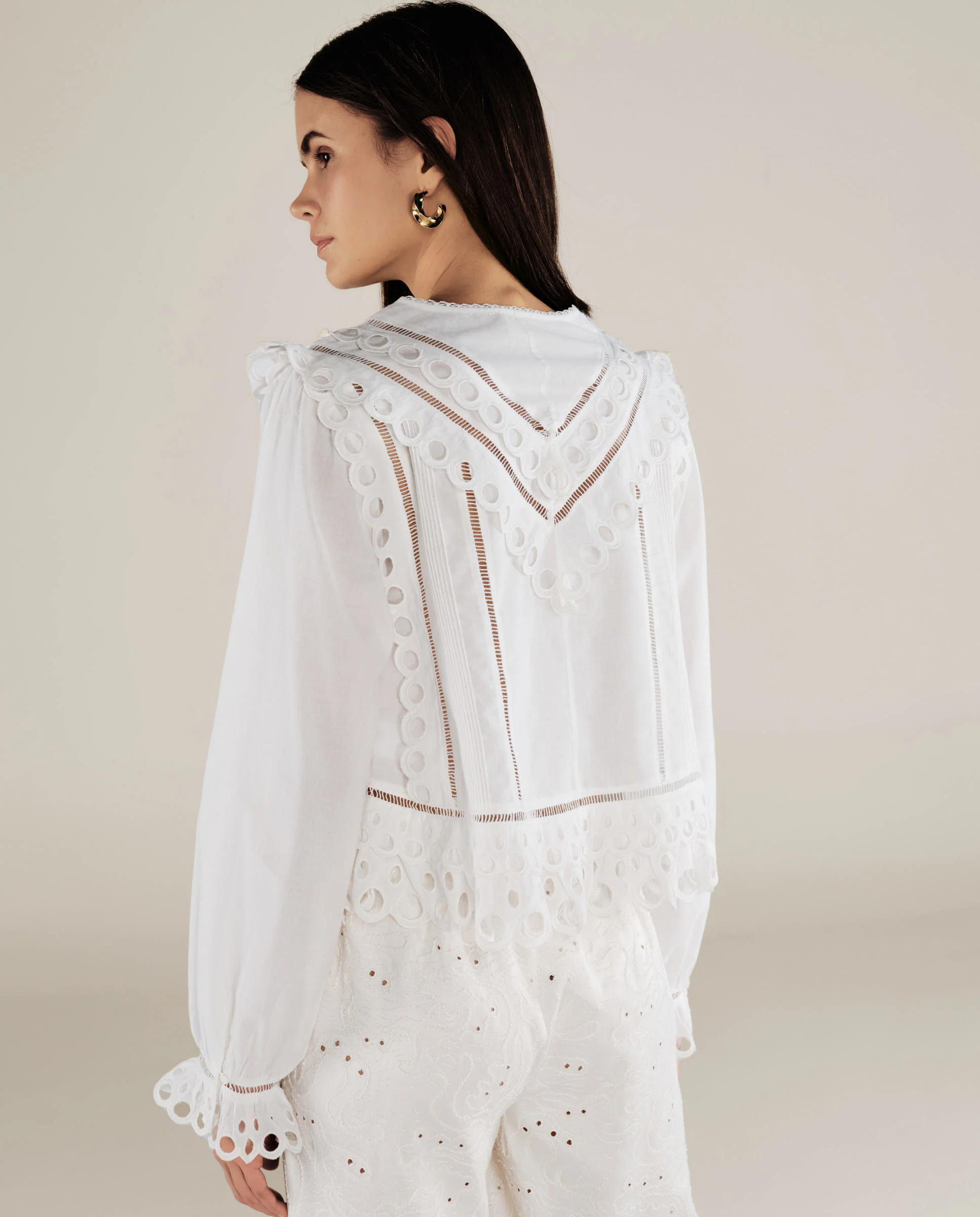 ZOYA | White Embroidery Detail Cotton Blouse - Image 5