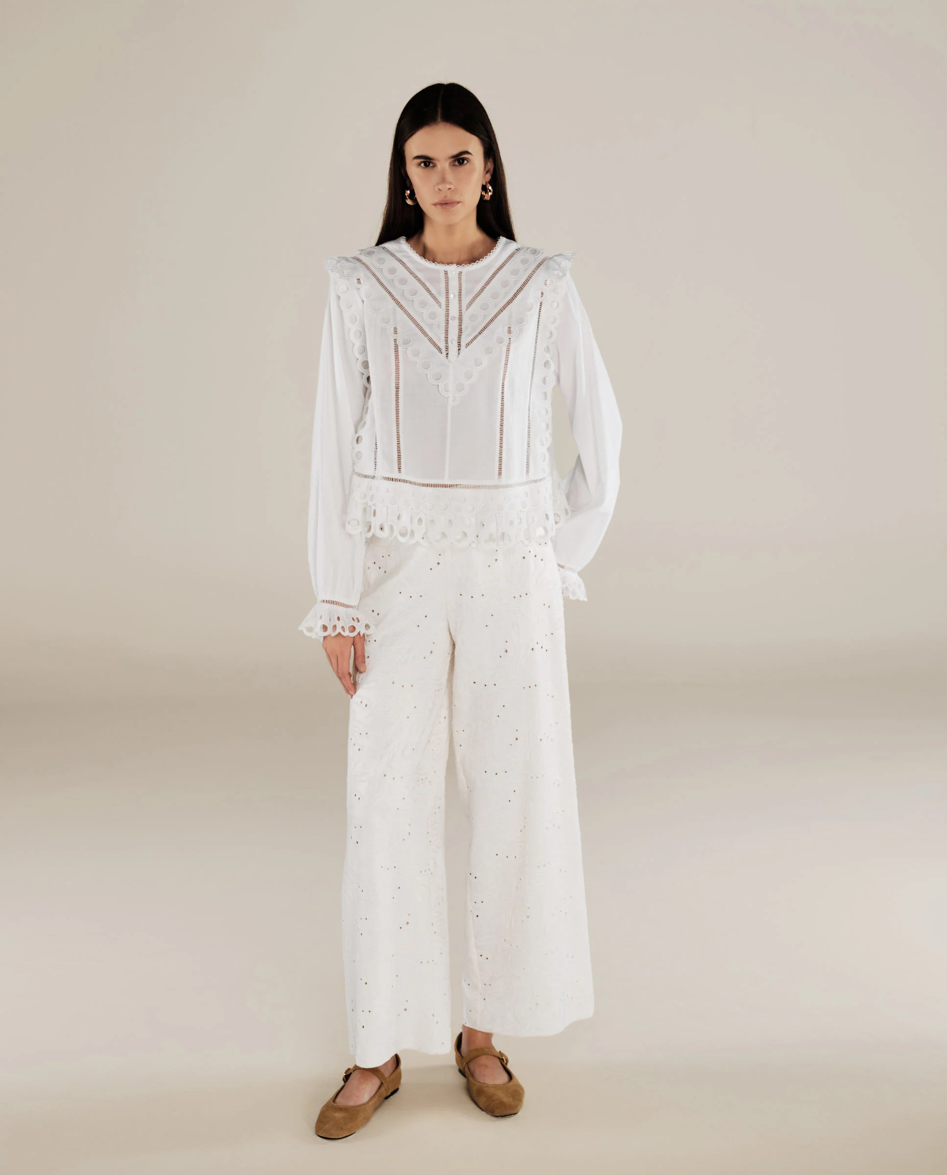 ZOYA | White Embroidery Detail Cotton Blouse - Image 6